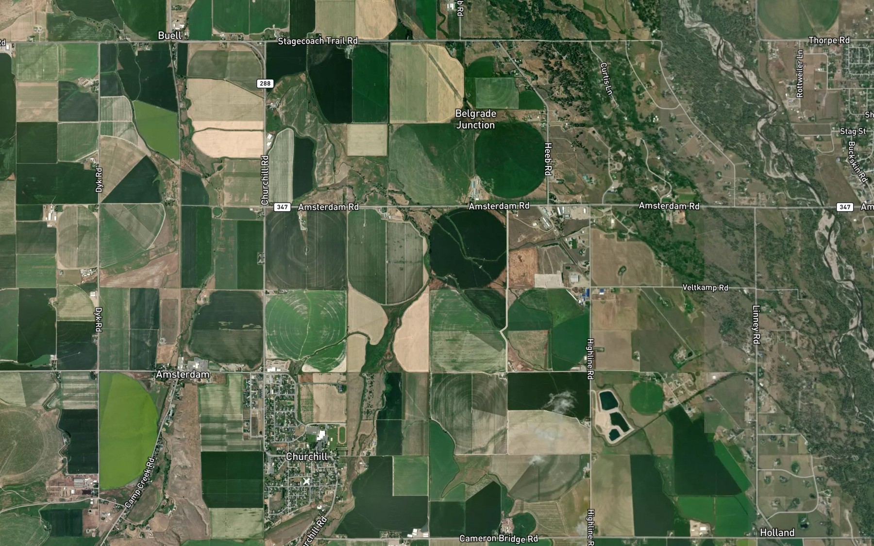 Satellite map of the Godfrey Creek