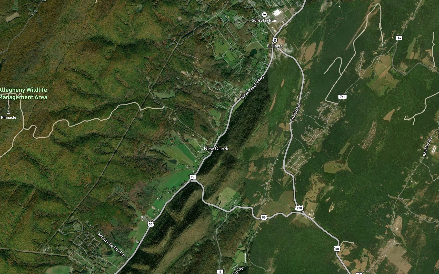 Satellite map of the King Run