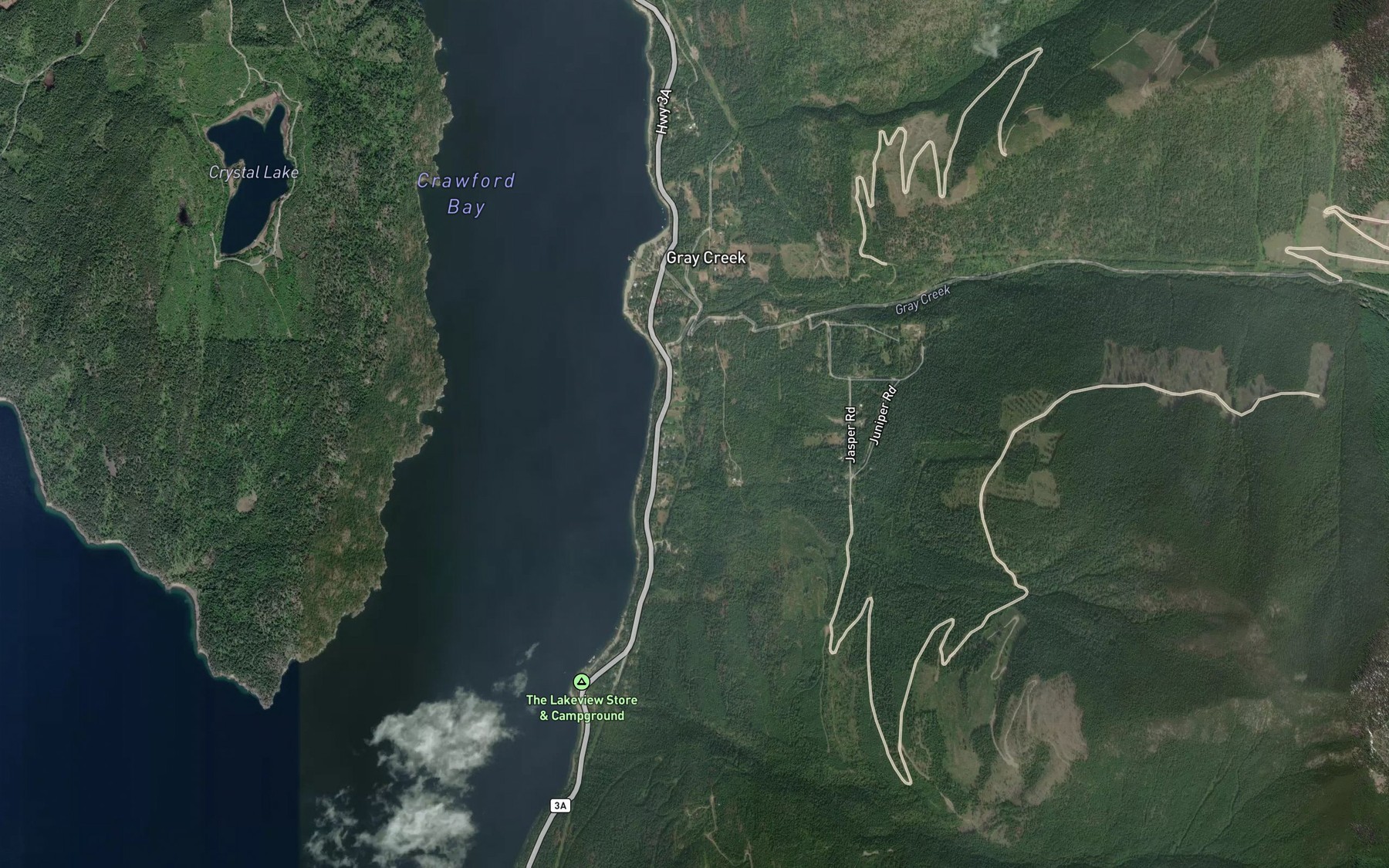 Satellite map of the Birkbeck Creek