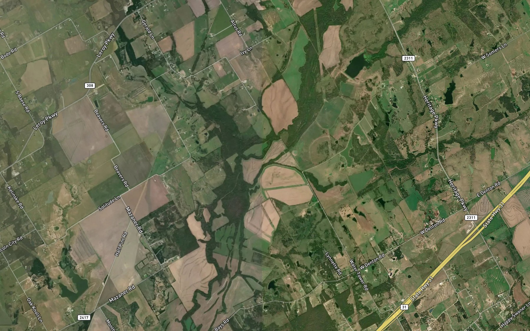Satellite map of the Roberts Creek