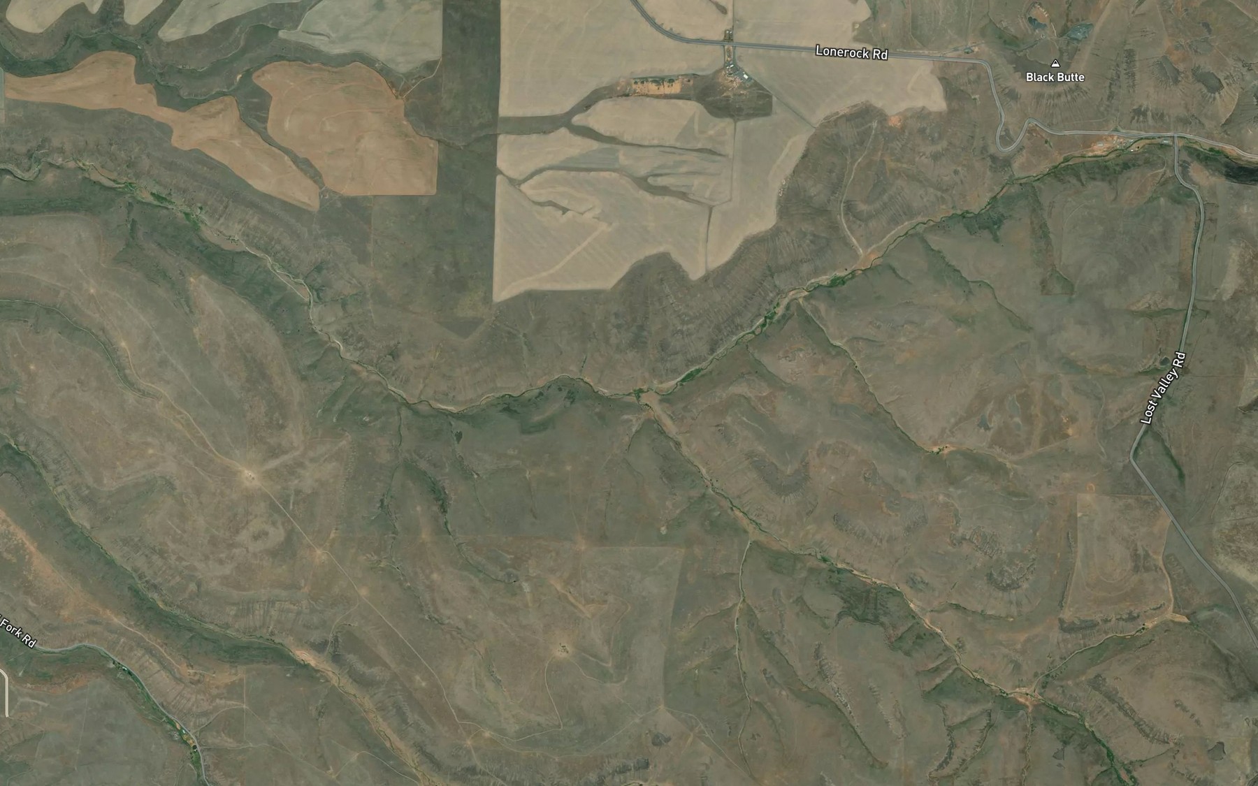 Satellite map of the Lost Valley Creek