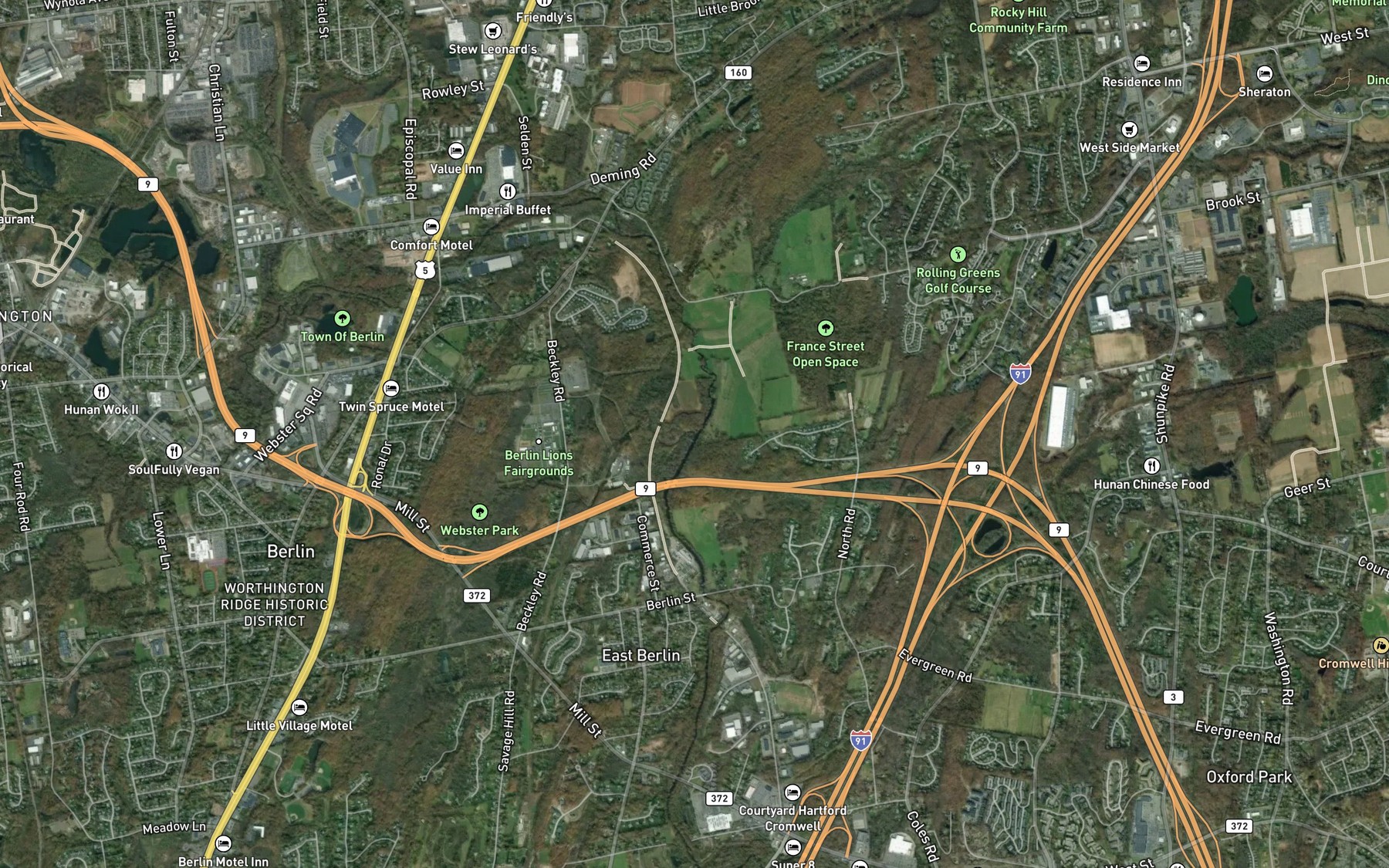 Satellite map of the Spruce Brook