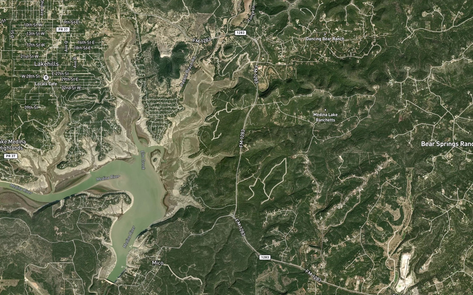 Satellite map of the Dripping Spring Creek