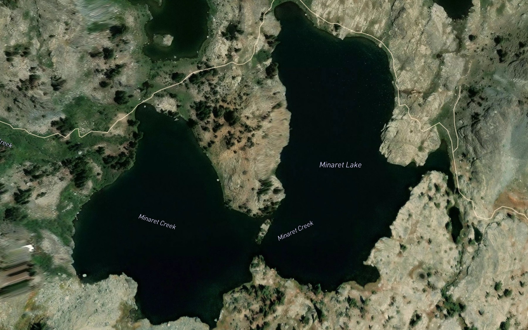 Satellite map of the Minaret Lake