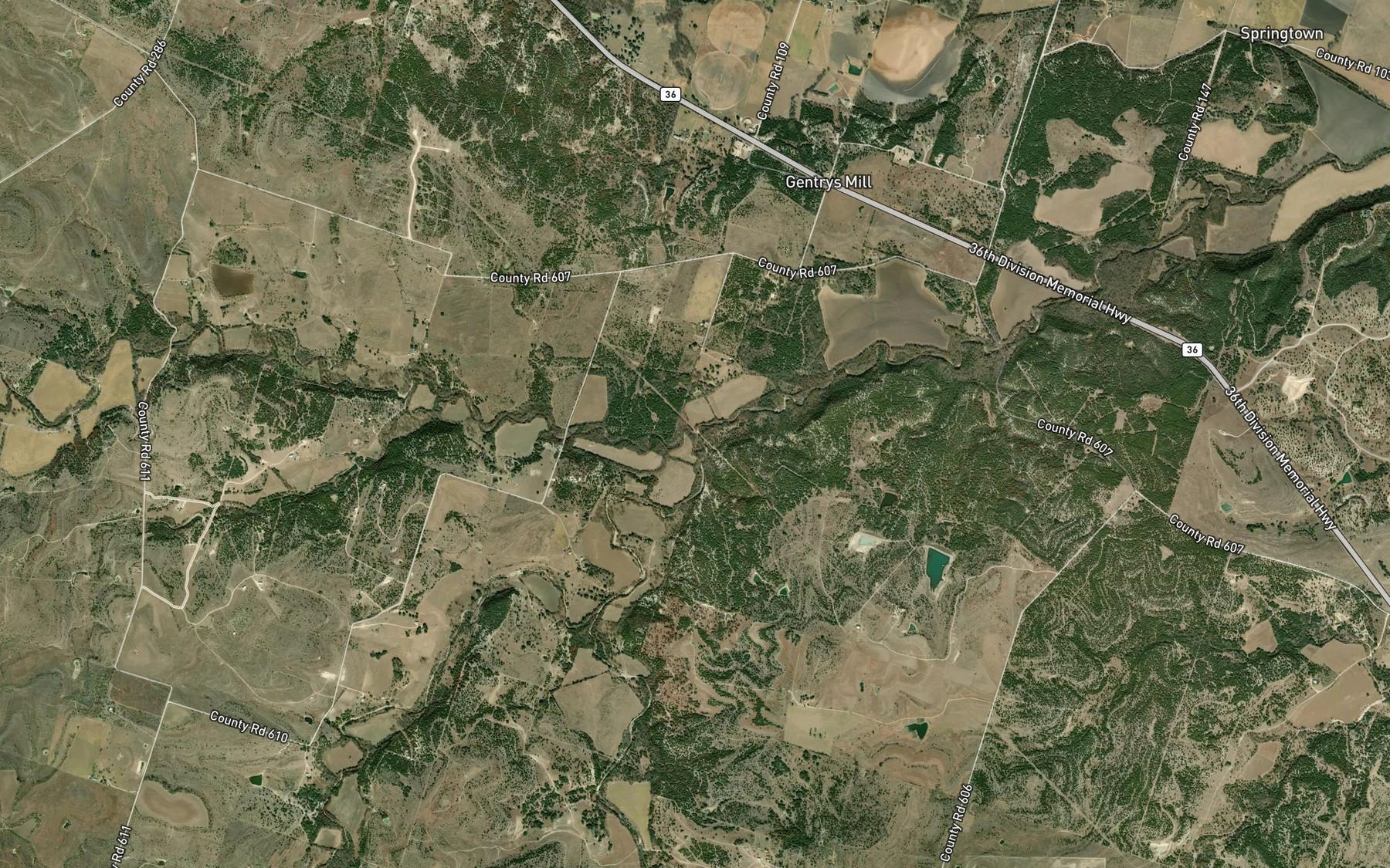 Satellite map of the Mesquite Creek