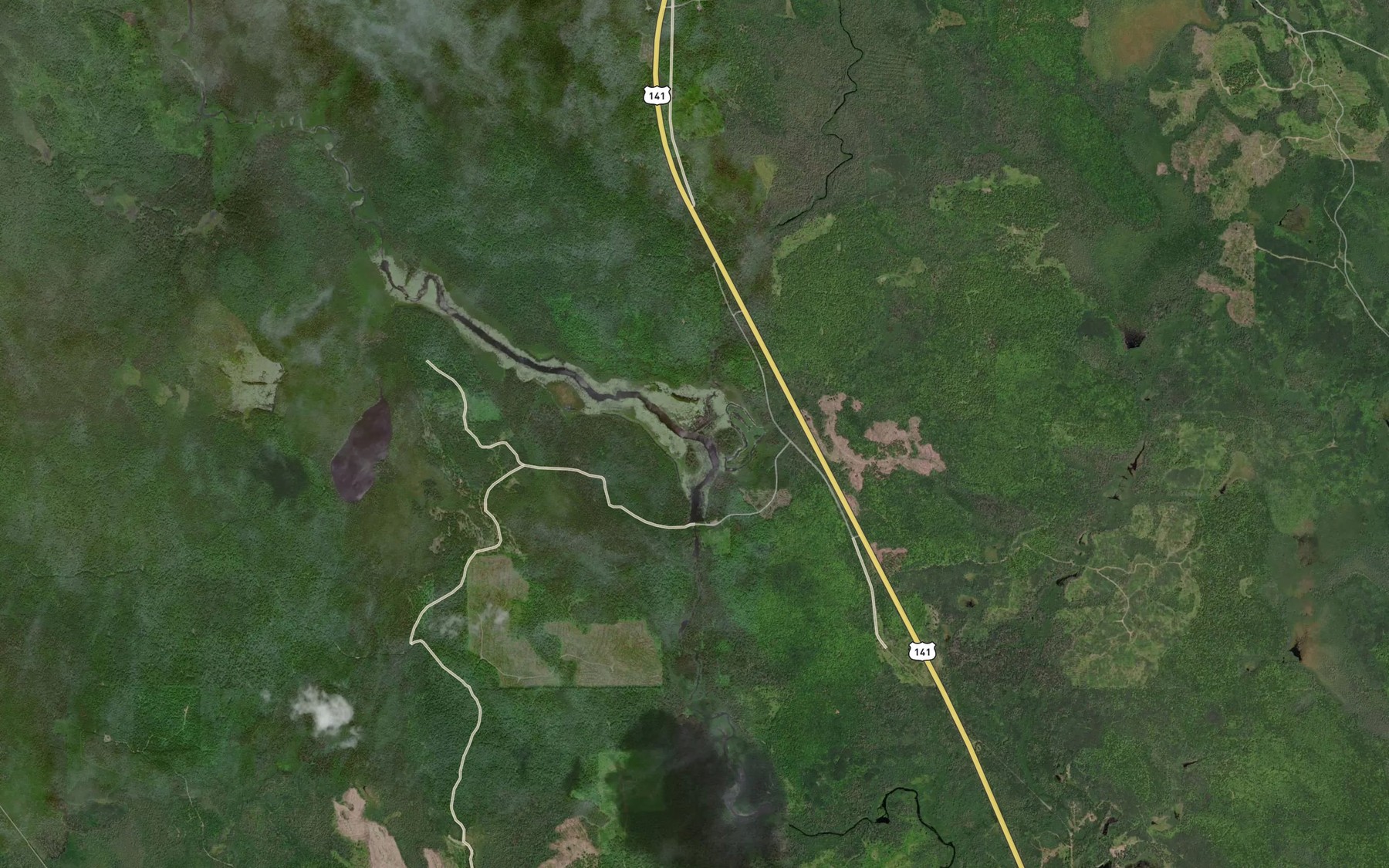 Satellite map of the Tracy Creek