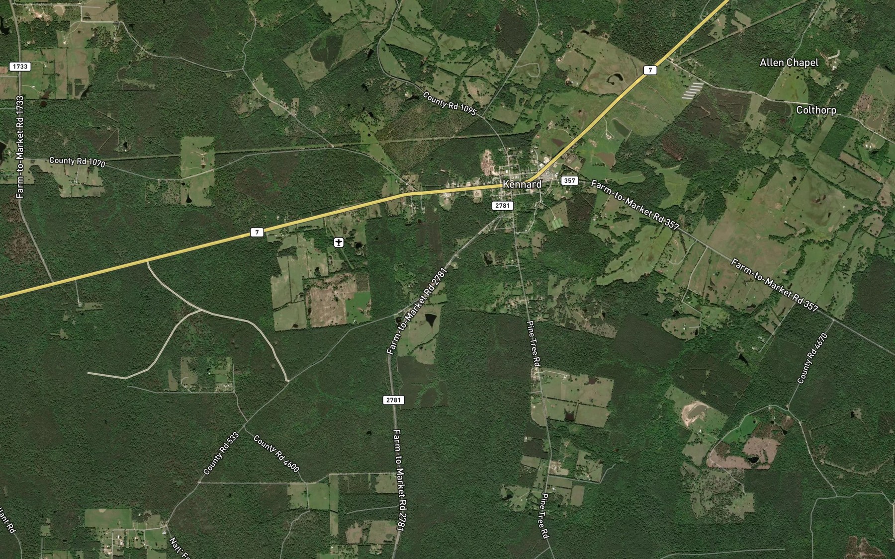 Satellite map of the Brice Spring Branch