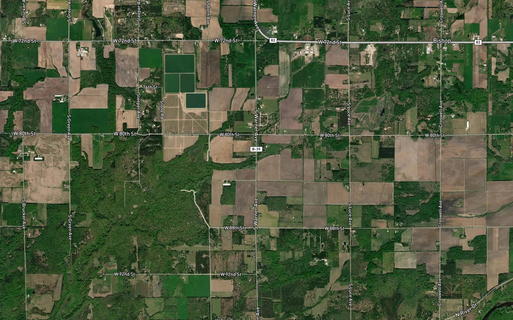 Satellite map of the Williams Creek