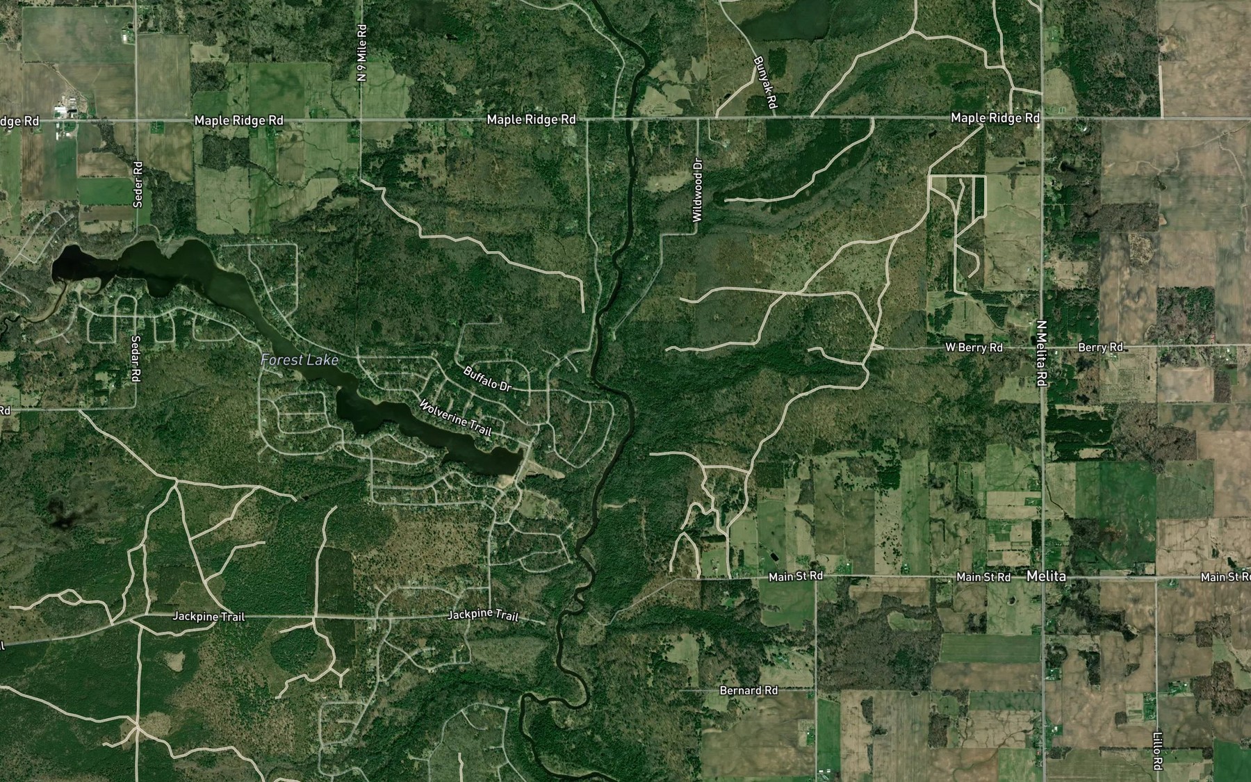 Satellite map of the Burch Creek