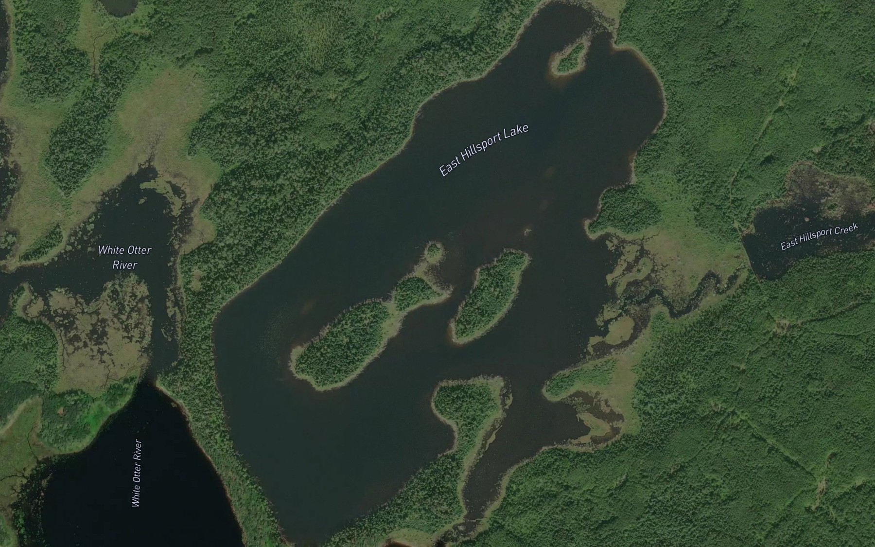 Satellite map of the East Hillsport Lake