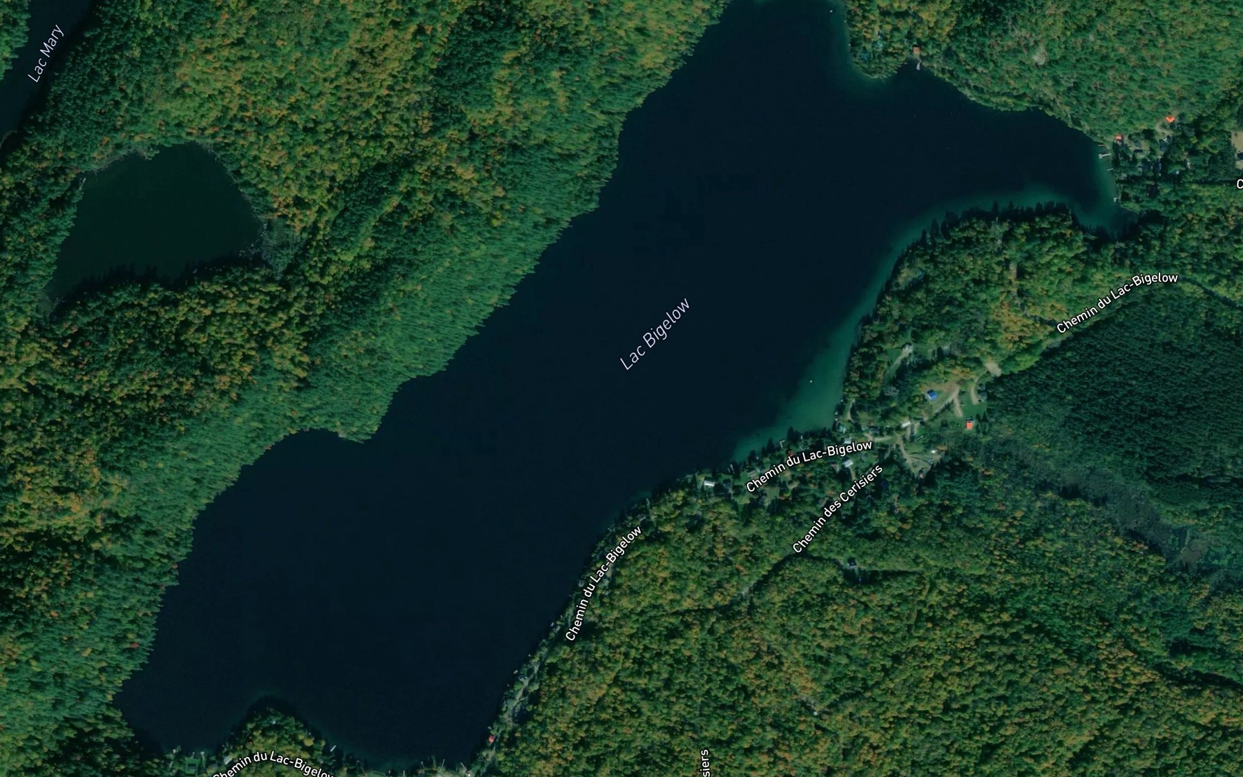 Satellite map of the Lac Bigelow