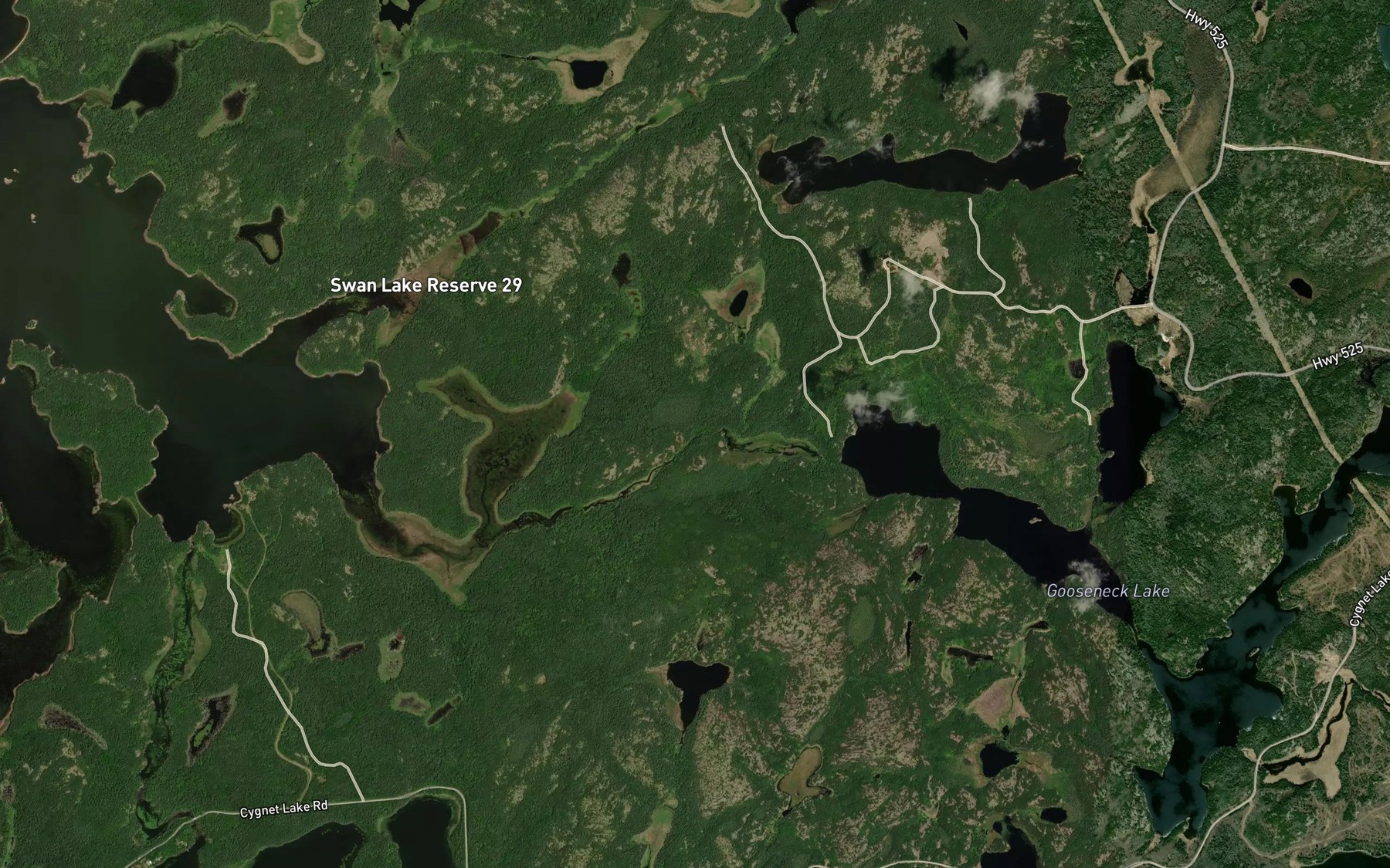 Satellite map of the Sword Creek
