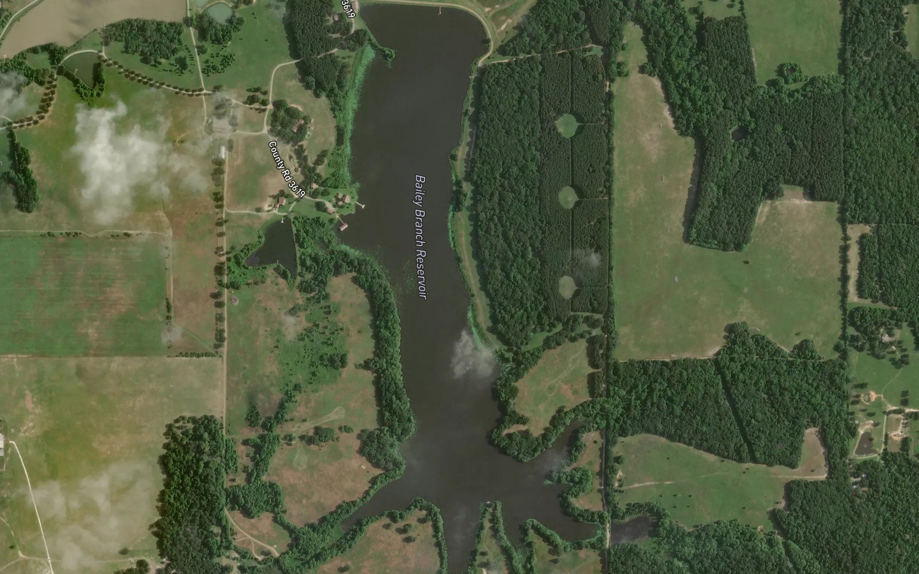 Satellite map of the Bailey Branch Reservoir