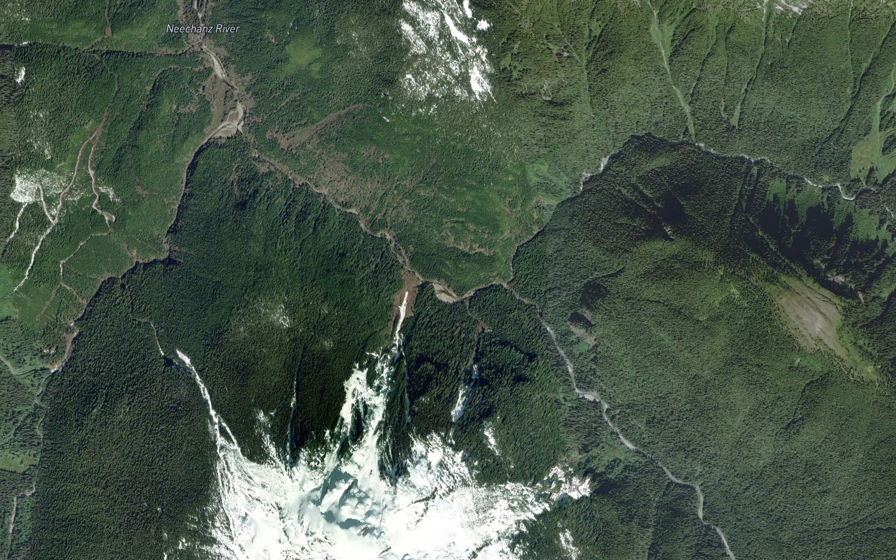 Satellite map of the Cheetwoot Creek