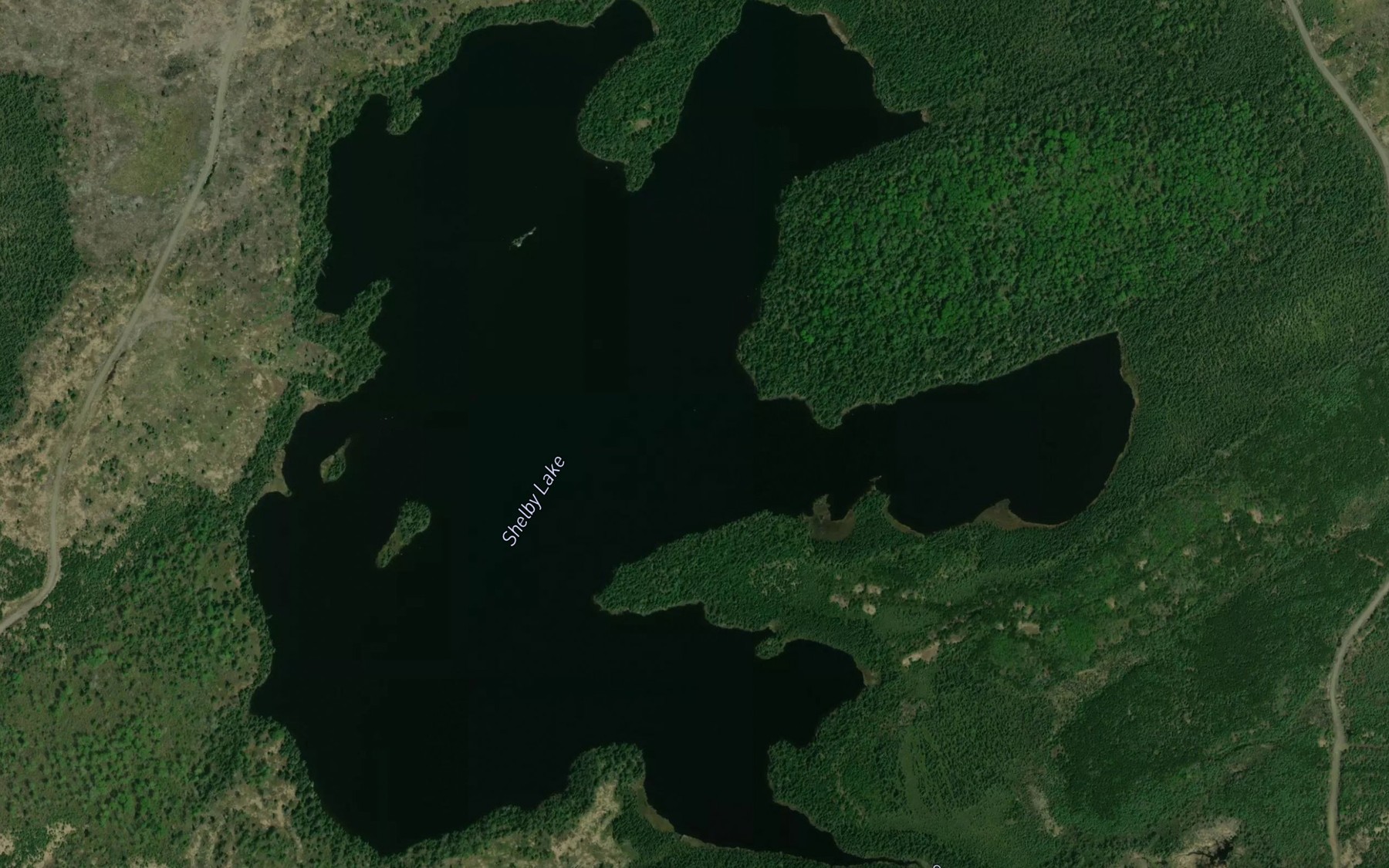 Satellite map of the Shelby Lake