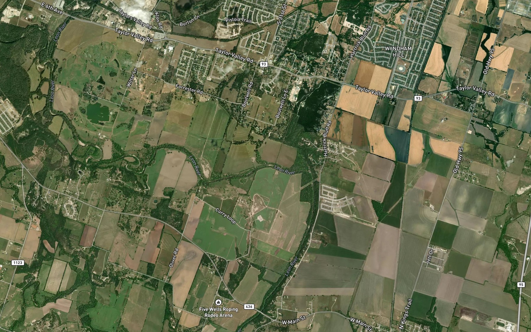 Satellite map of the Fryers Creek