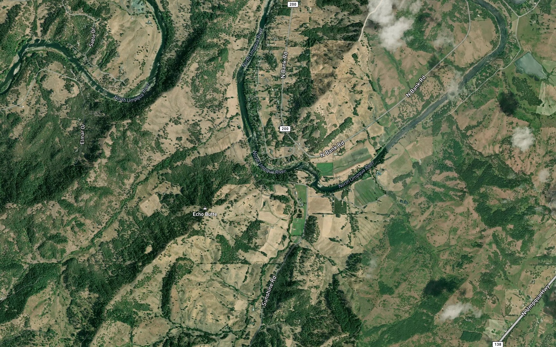 Satellite map of the Clover Creek