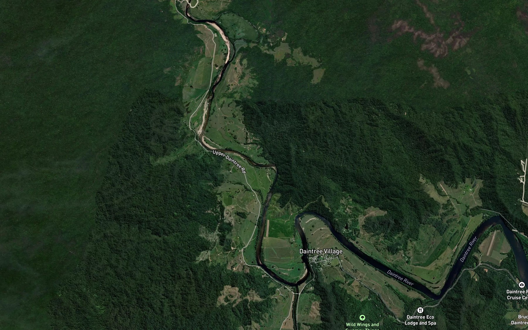 Satellite map of the Daintree River