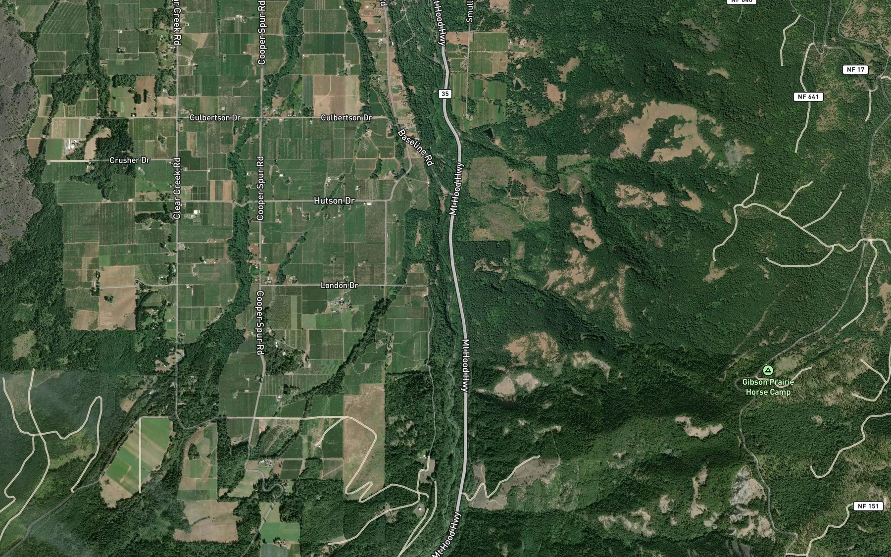 Satellite map of the Rimrock Creek