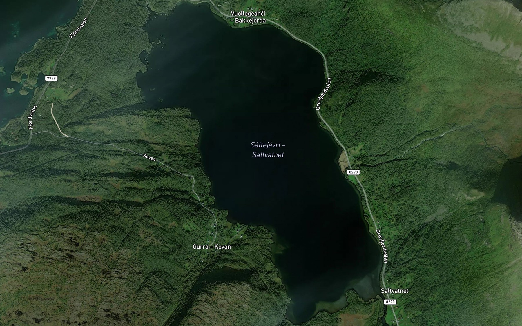 Satellite map of the Saltejavri