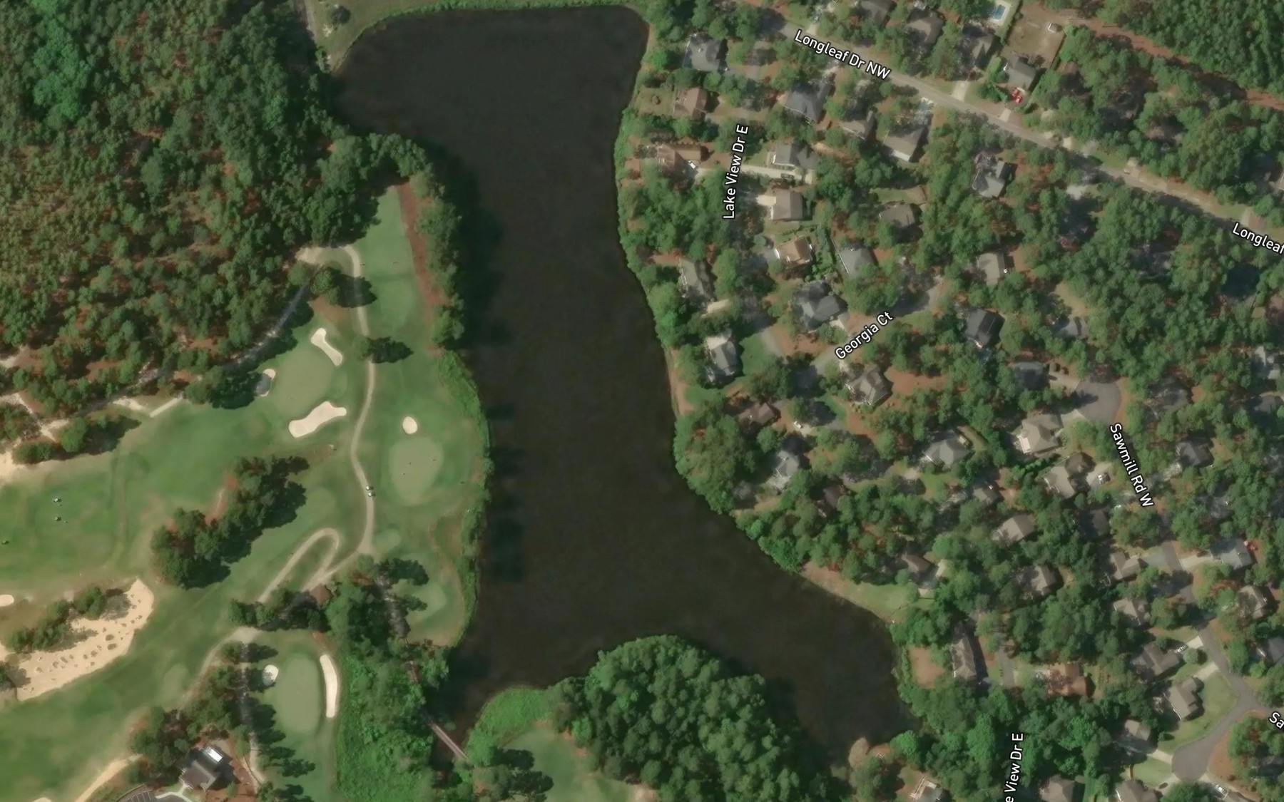 Satellite map of the Pinehurst Water Supply Reservoir
