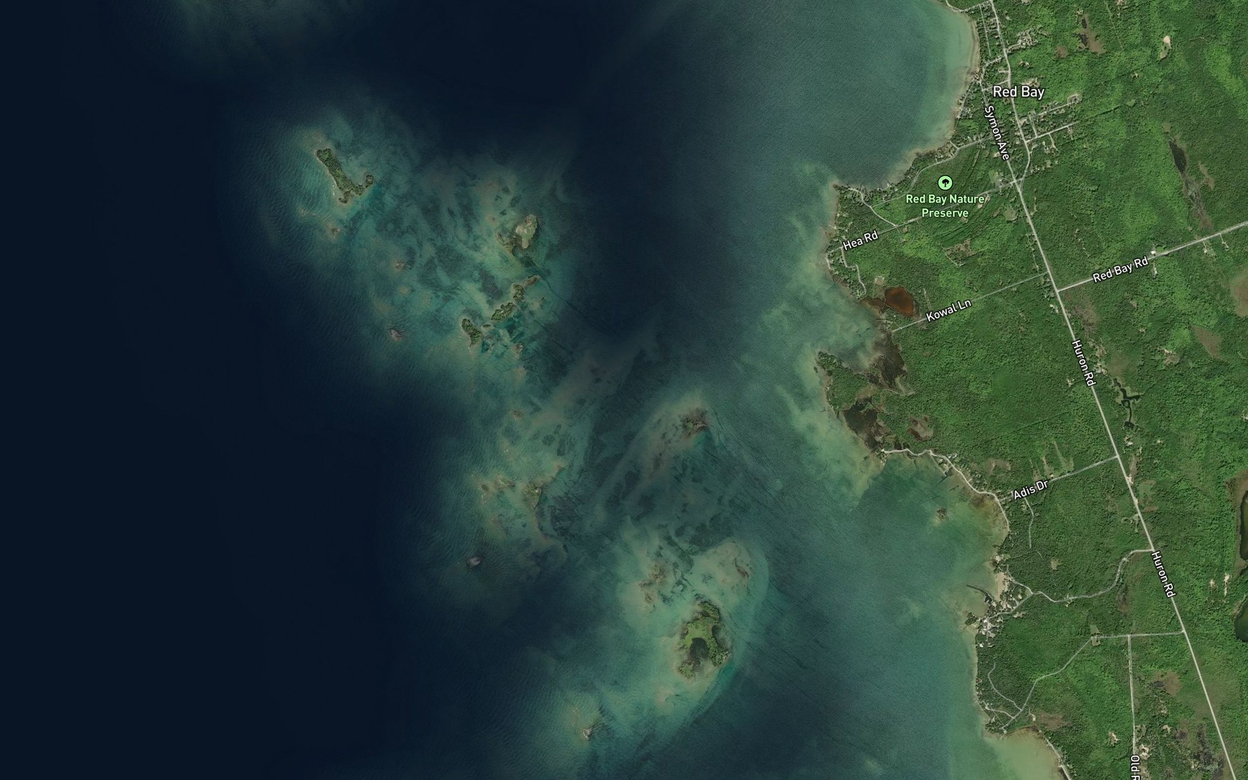 Satellite map of the Corsdu Reef