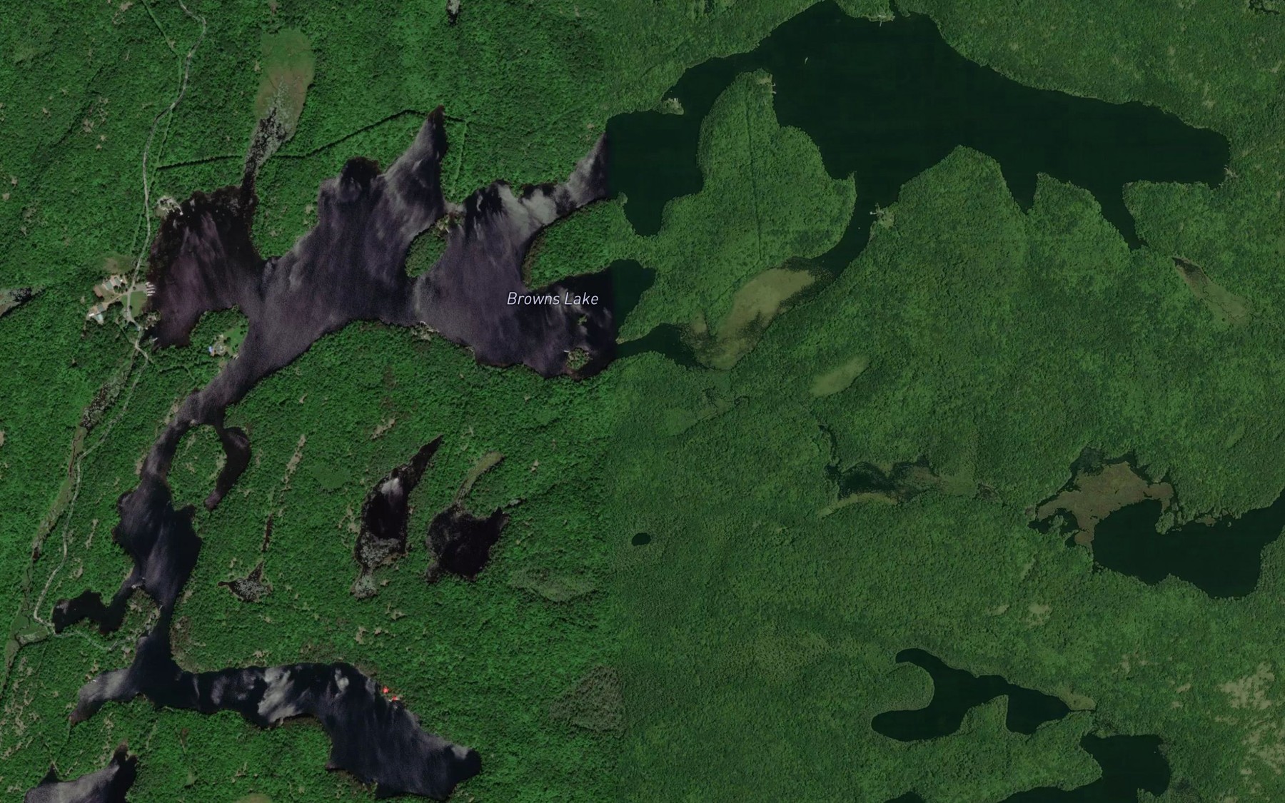 Satellite map of the Browns Lake