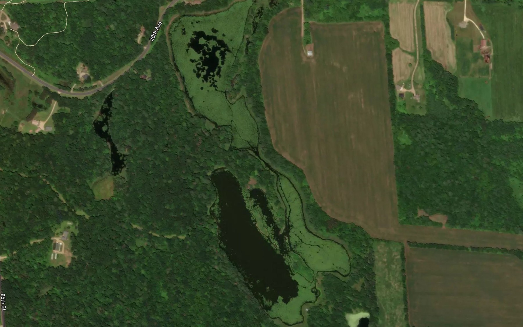 Satellite map of the Bone Lake