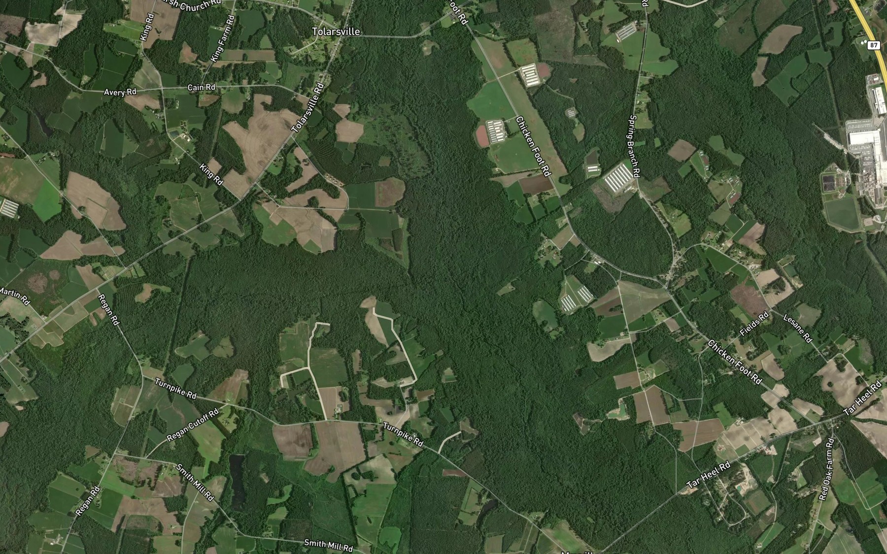 Satellite map of the Tenmile Swamp