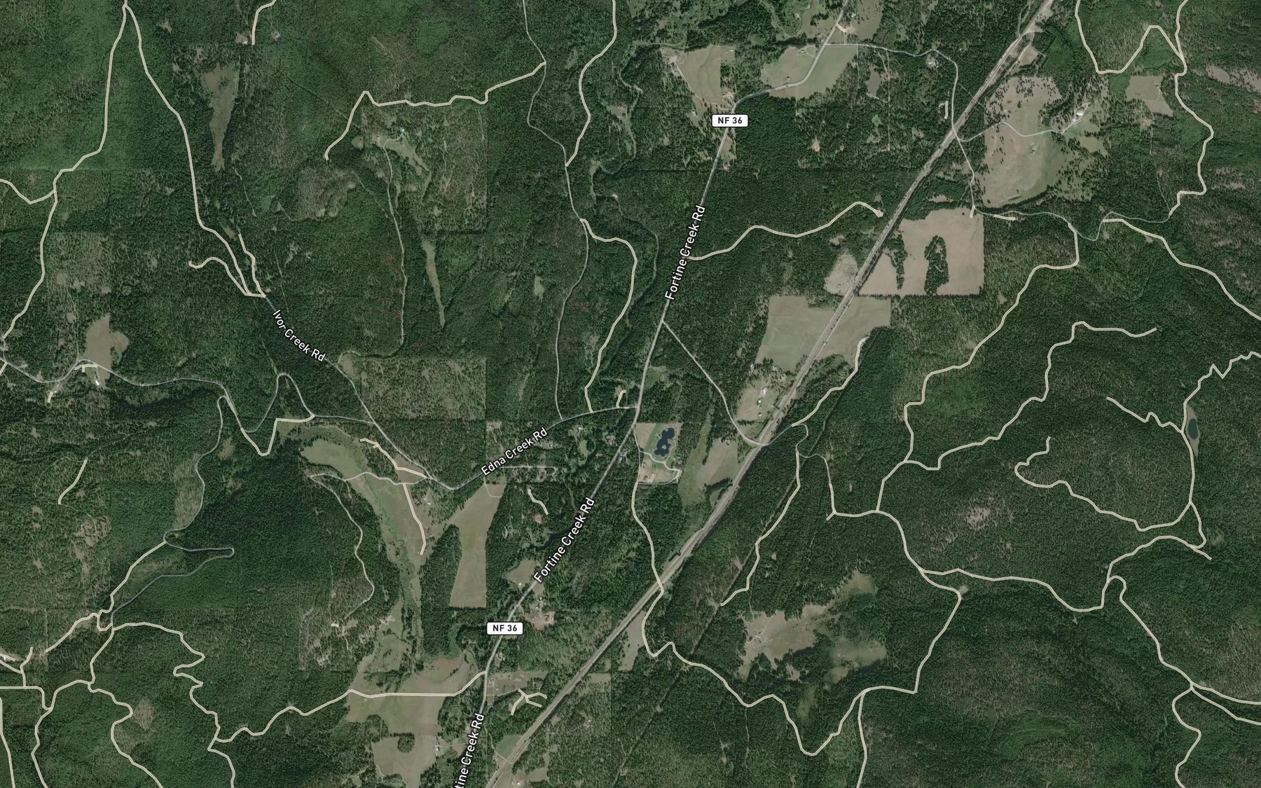 Satellite map of the Lime Creek