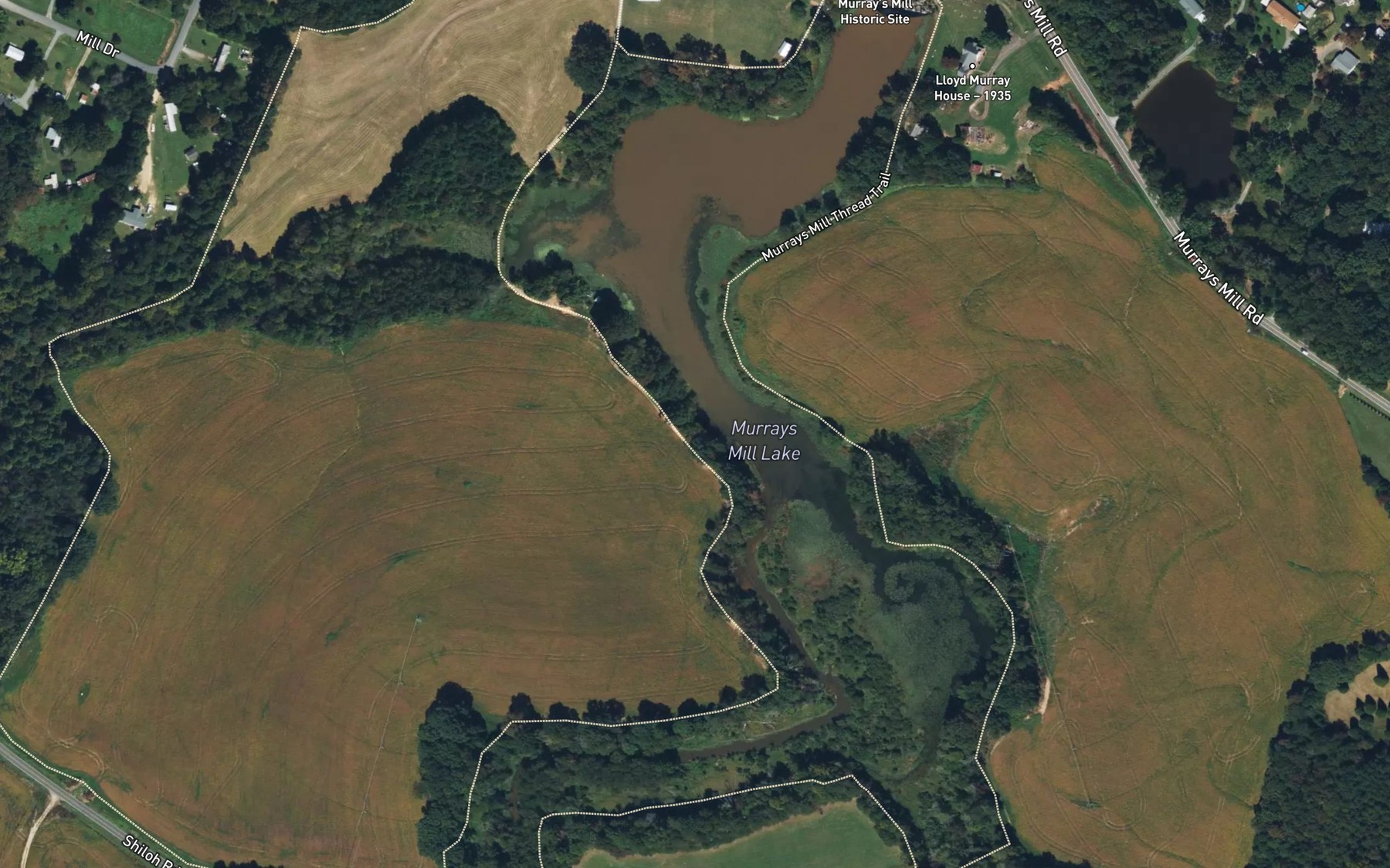 Satellite map of the Murrays Mill Lake