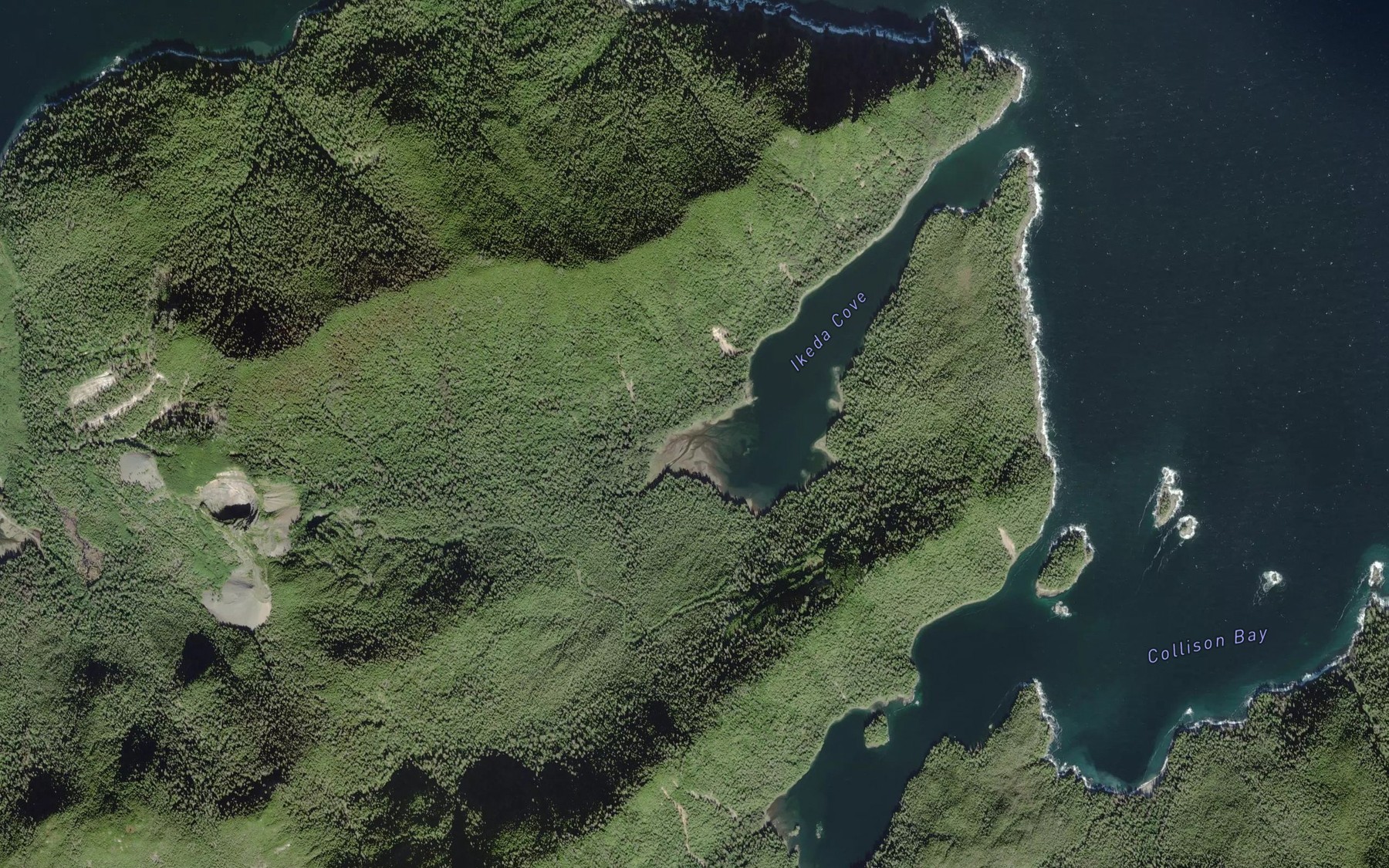 Satellite map of the Ikeda Creek