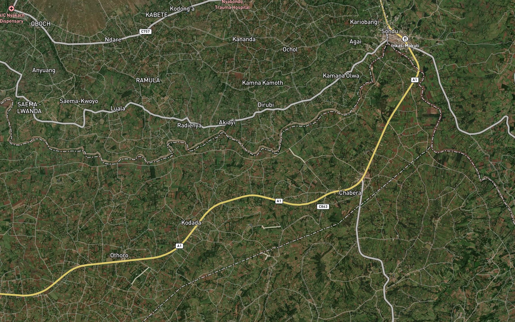 Satellite map of the Rigari