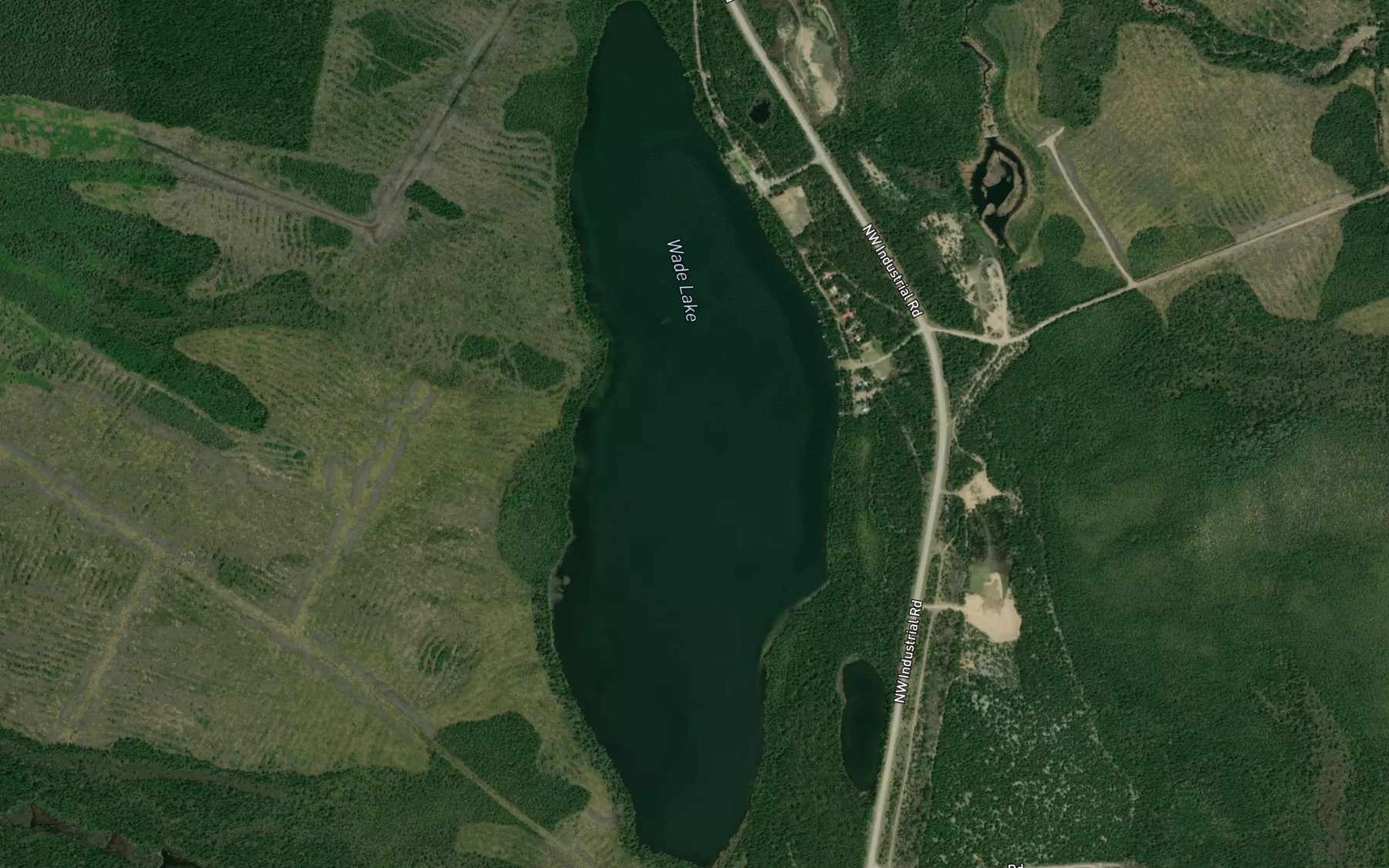 Satellite map of the Wade Lake