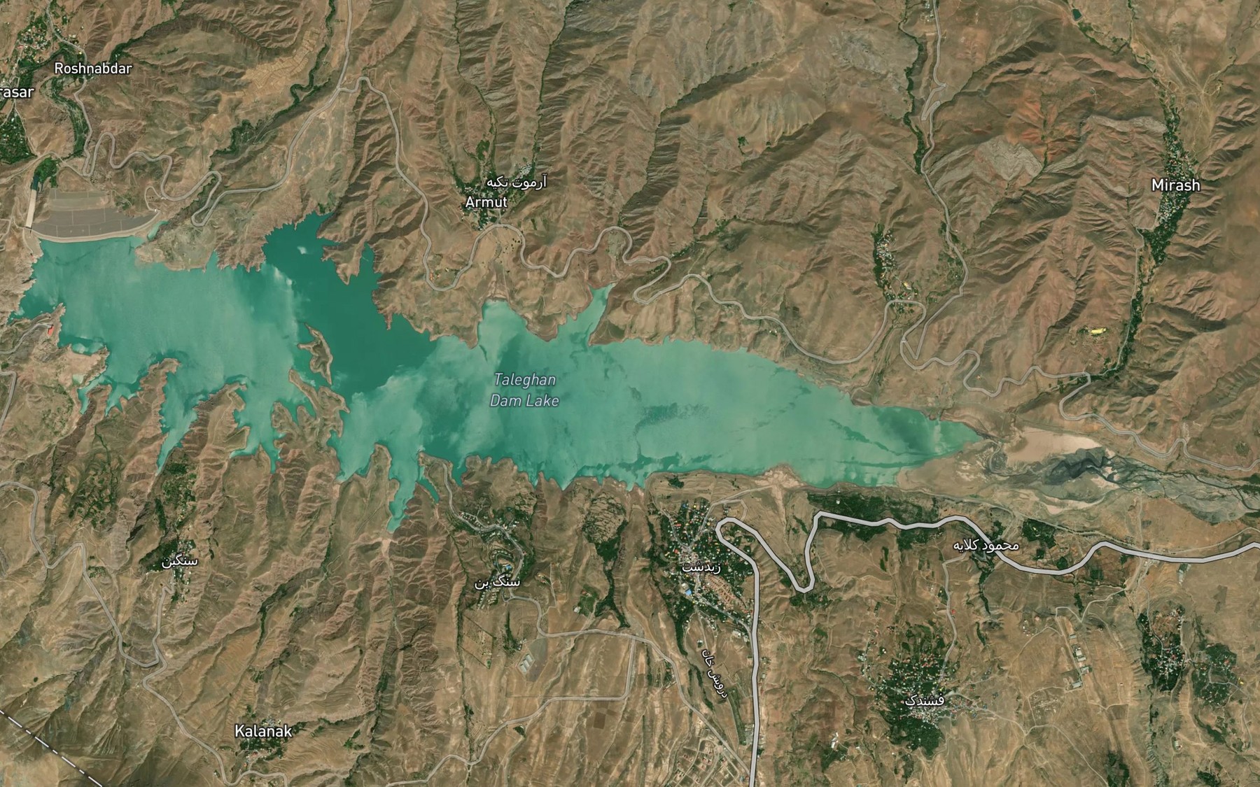 Satellite map of the Rudkhaneh-ye Falakabad