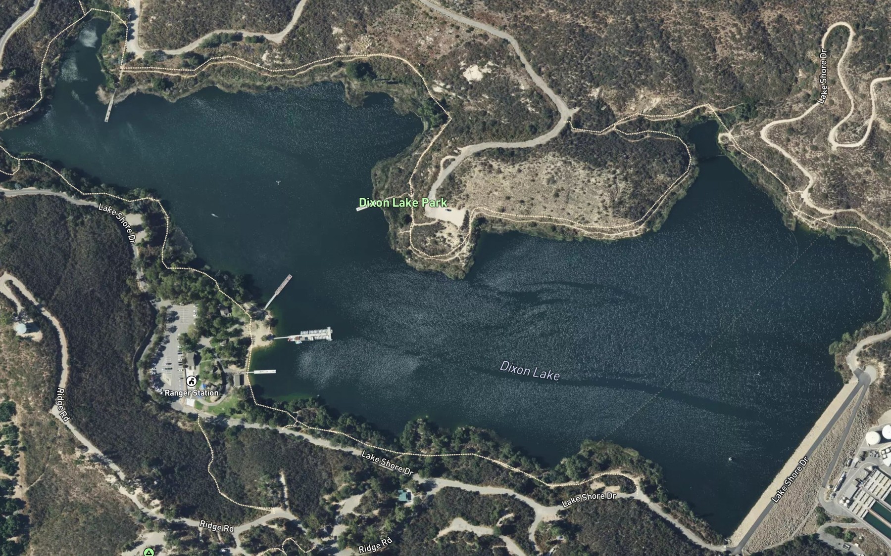Satellite map of the Dixon Reservoir