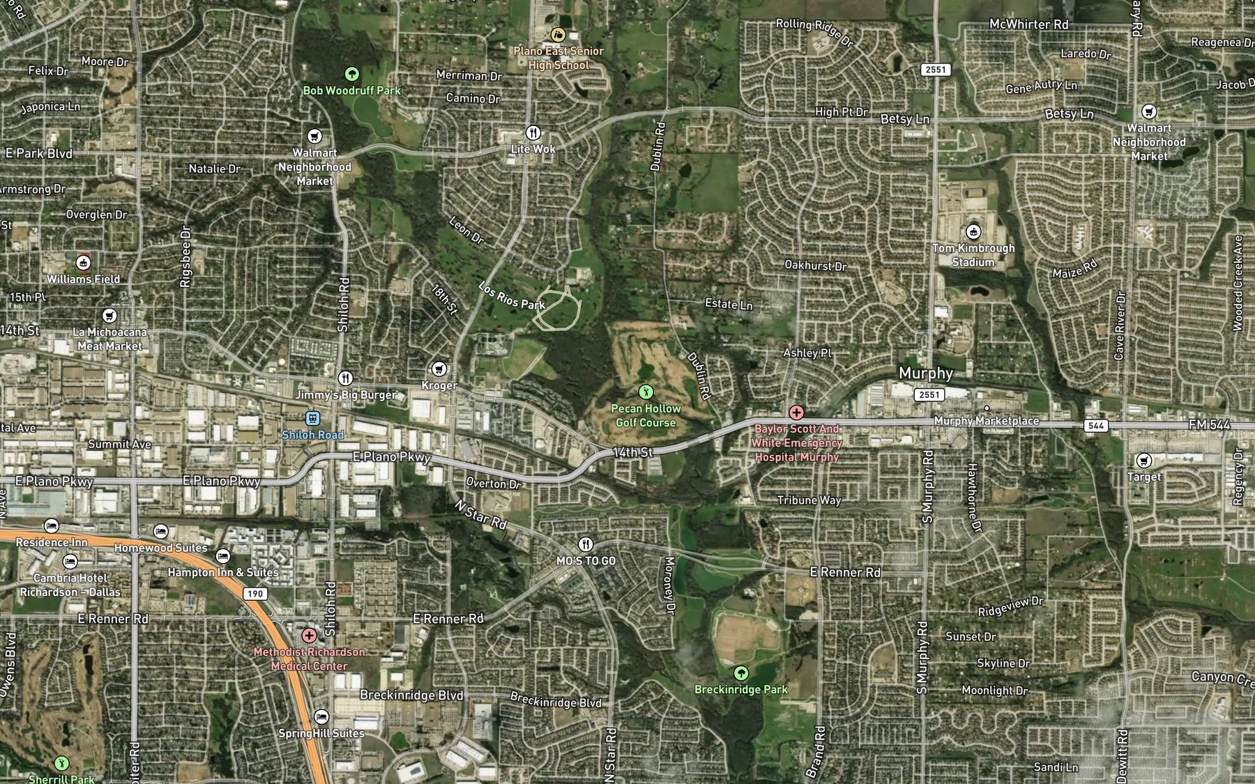 Satellite map of the Cottonwood Creek