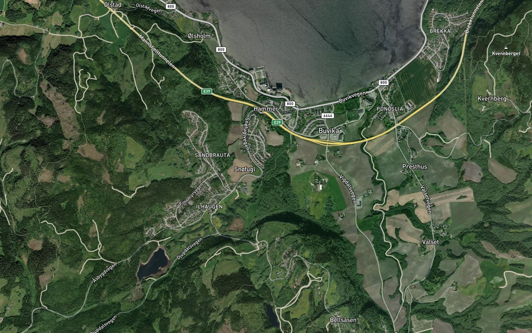 Satellite map of the Hammerbekken