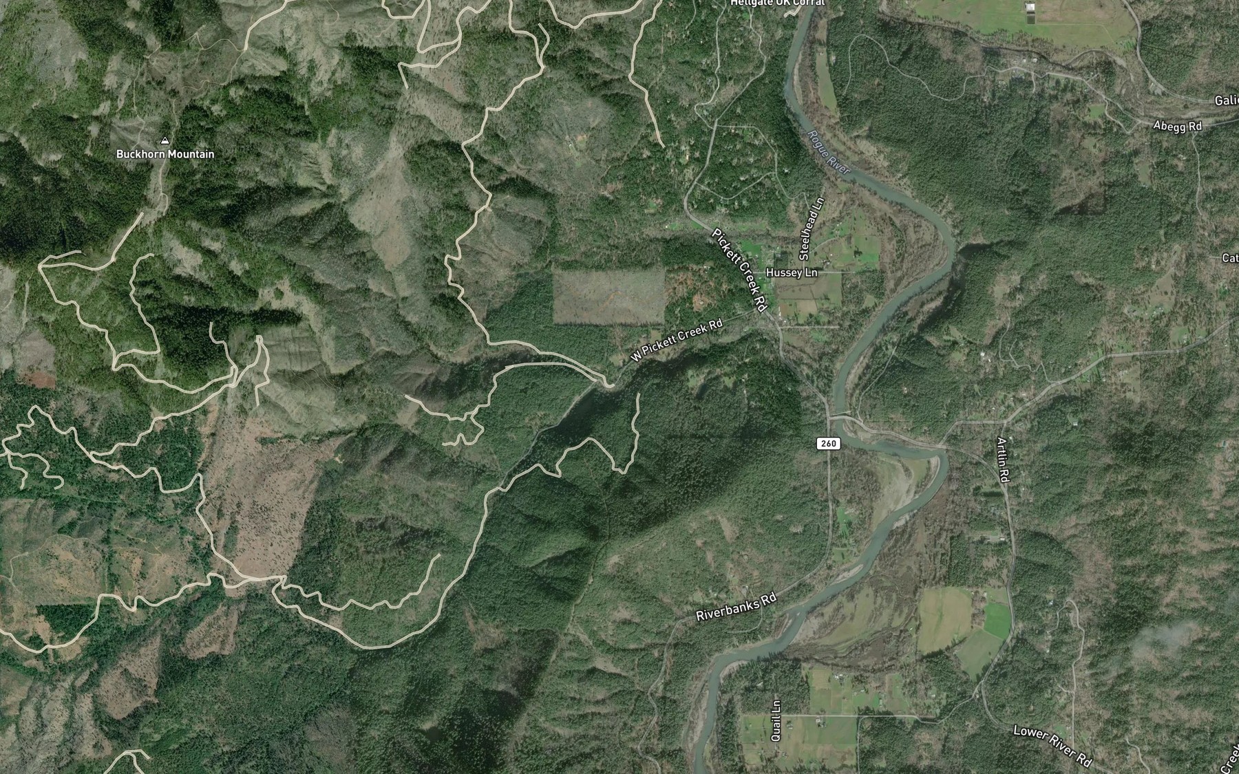 Satellite map of the China Creek
