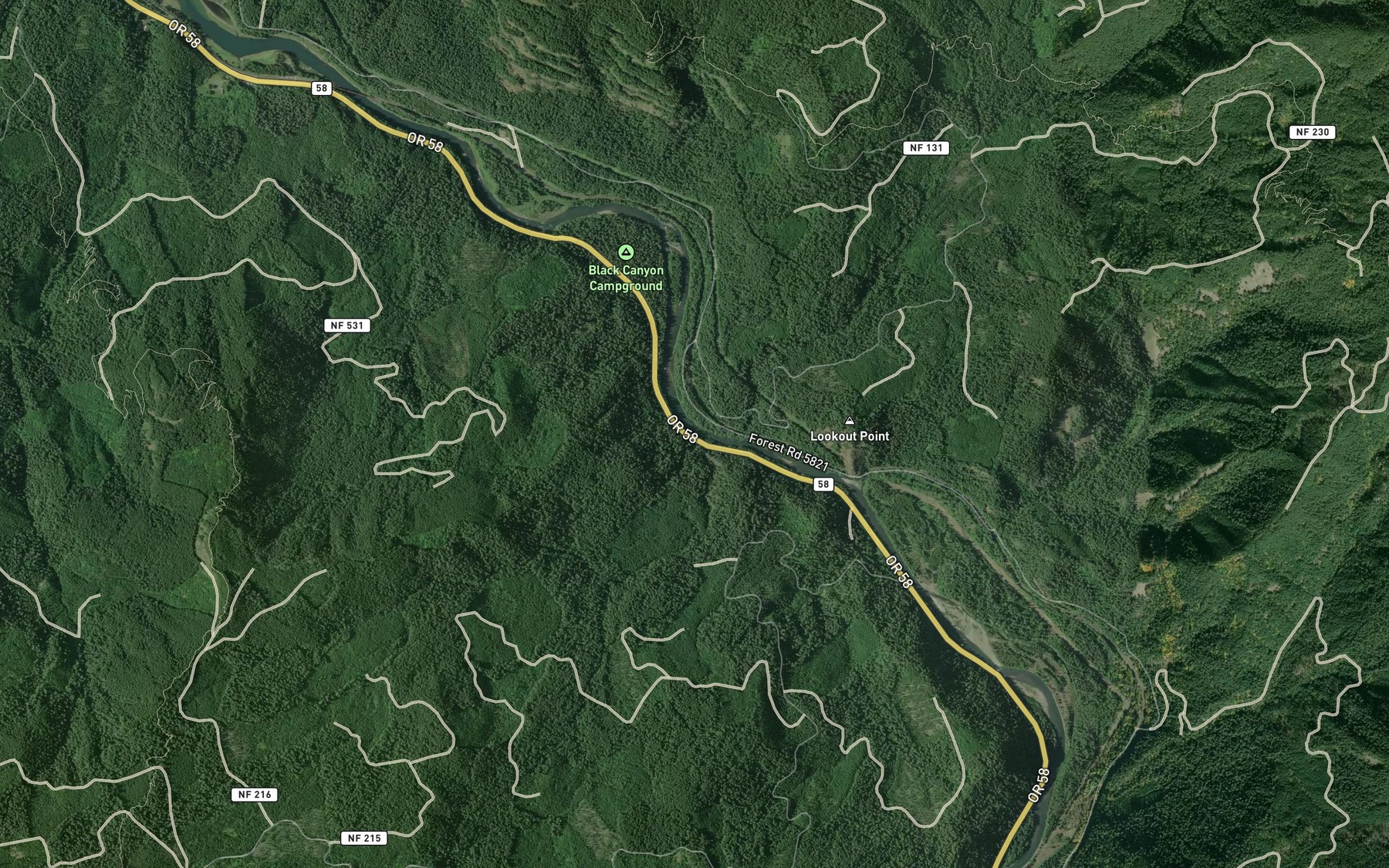 Satellite map of the Whitehead Creek