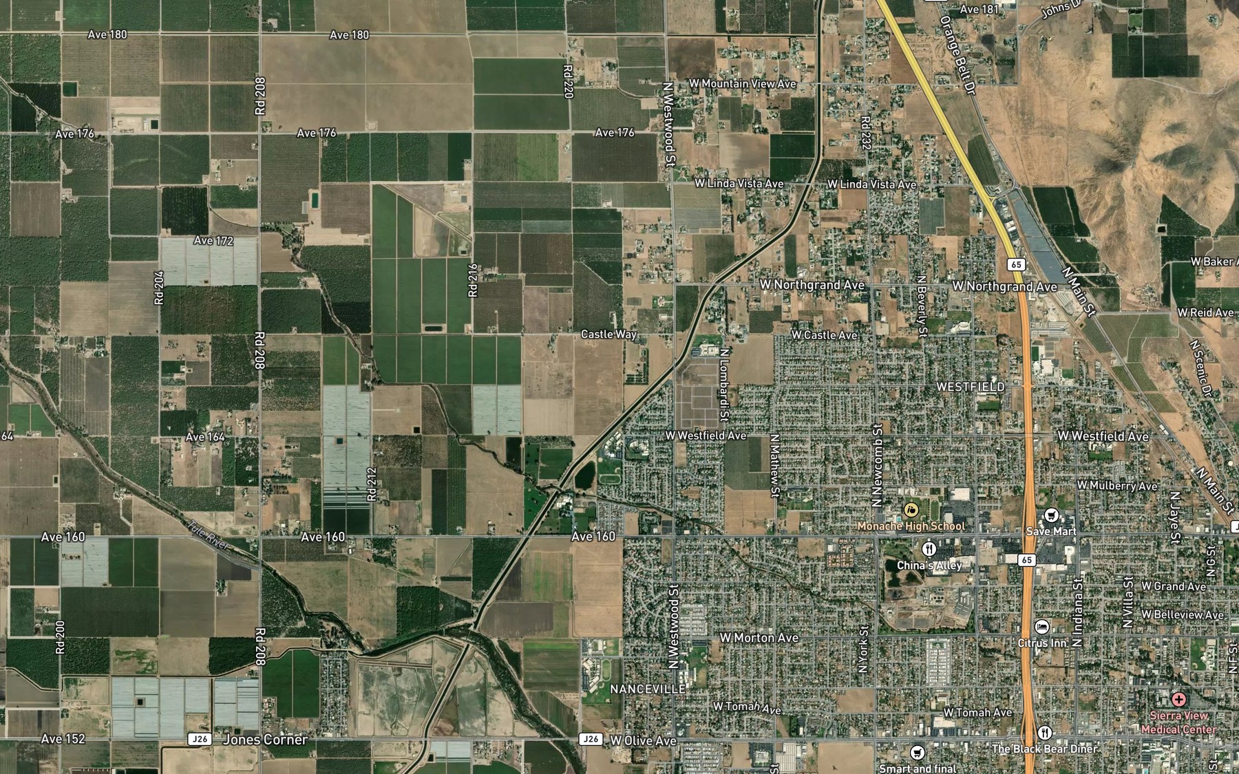 Satellite map of the Porter Slough Ditch
