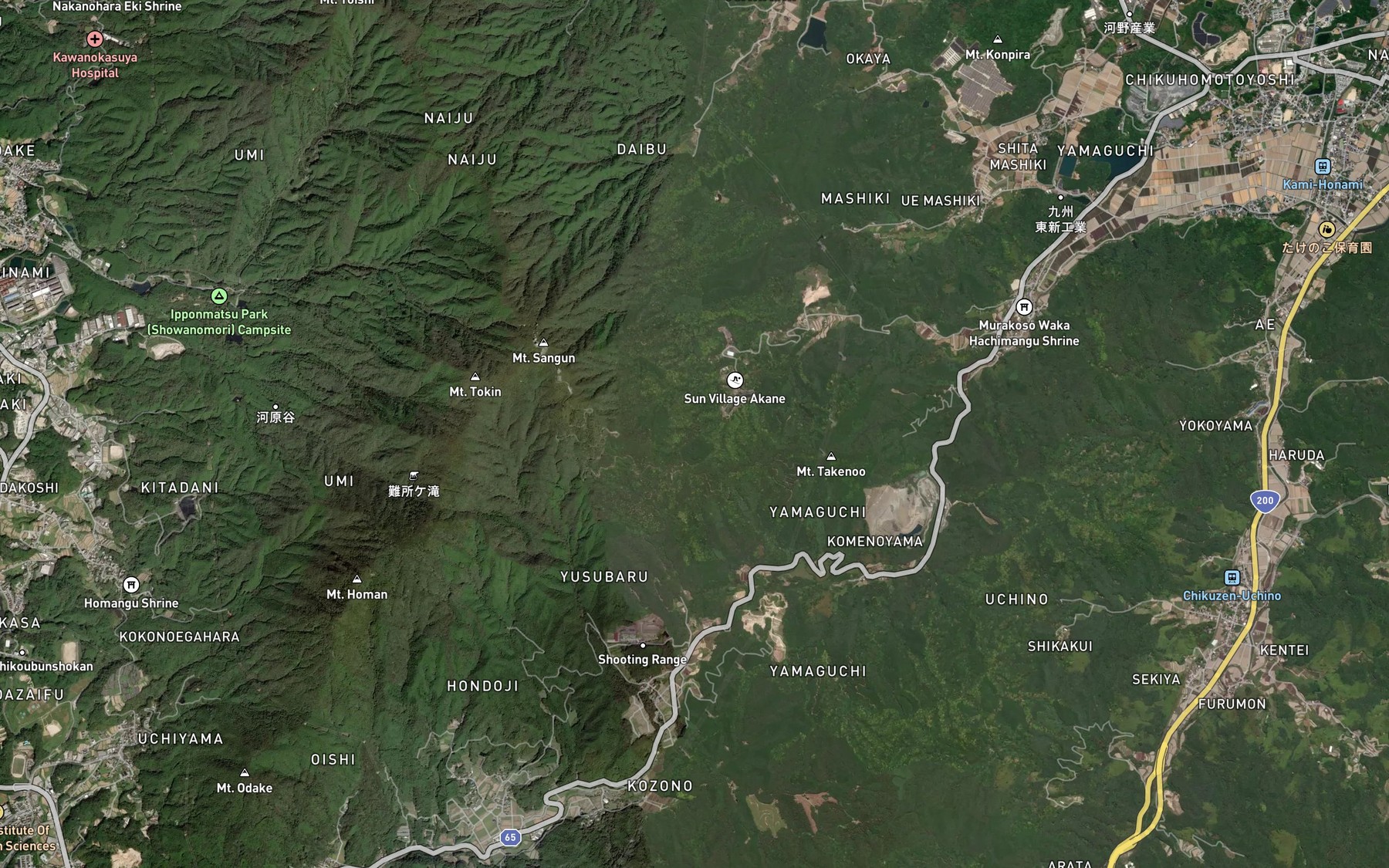 Satellite map of the Shiraitono Taki