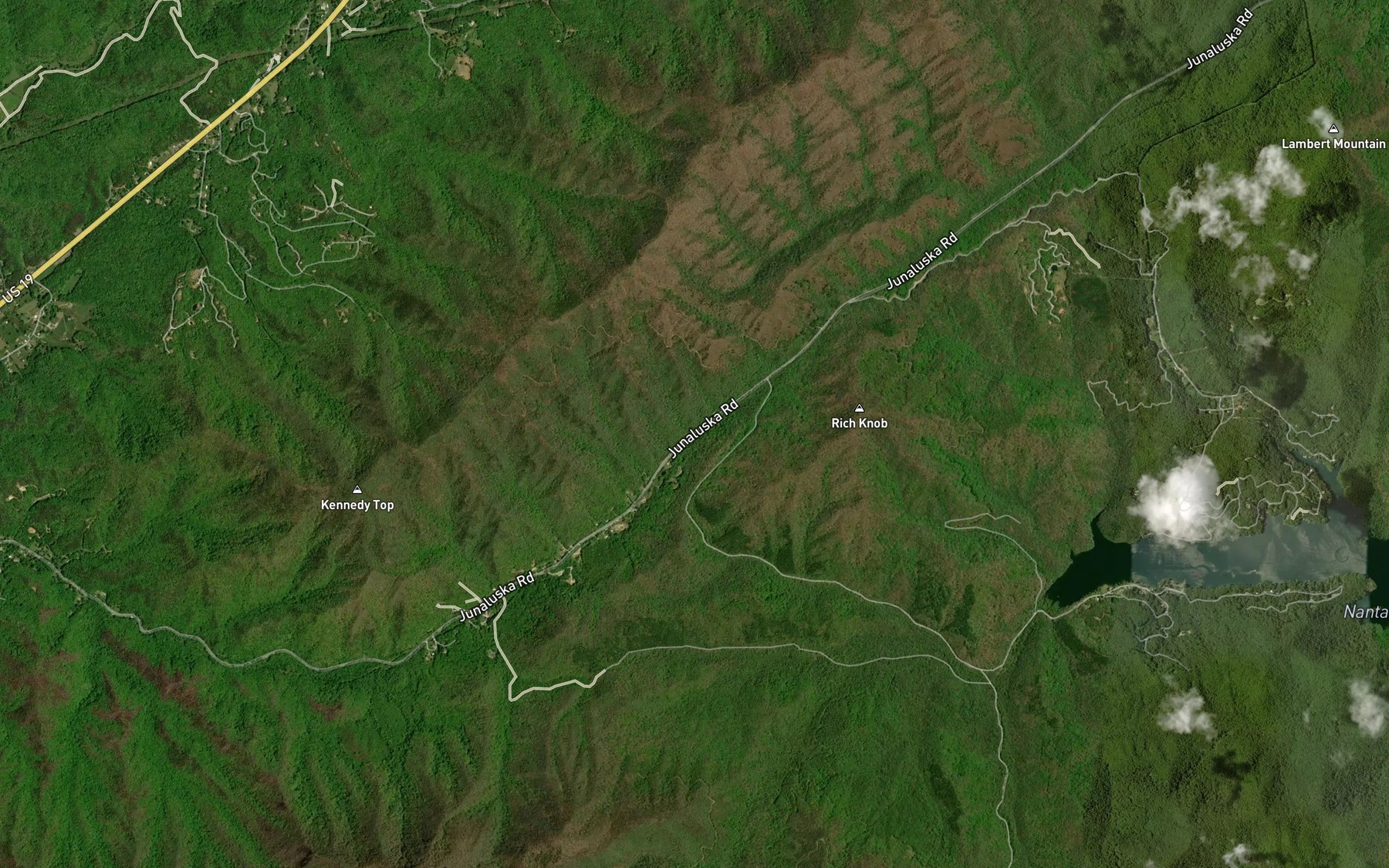 Satellite map of the Hogan Branch