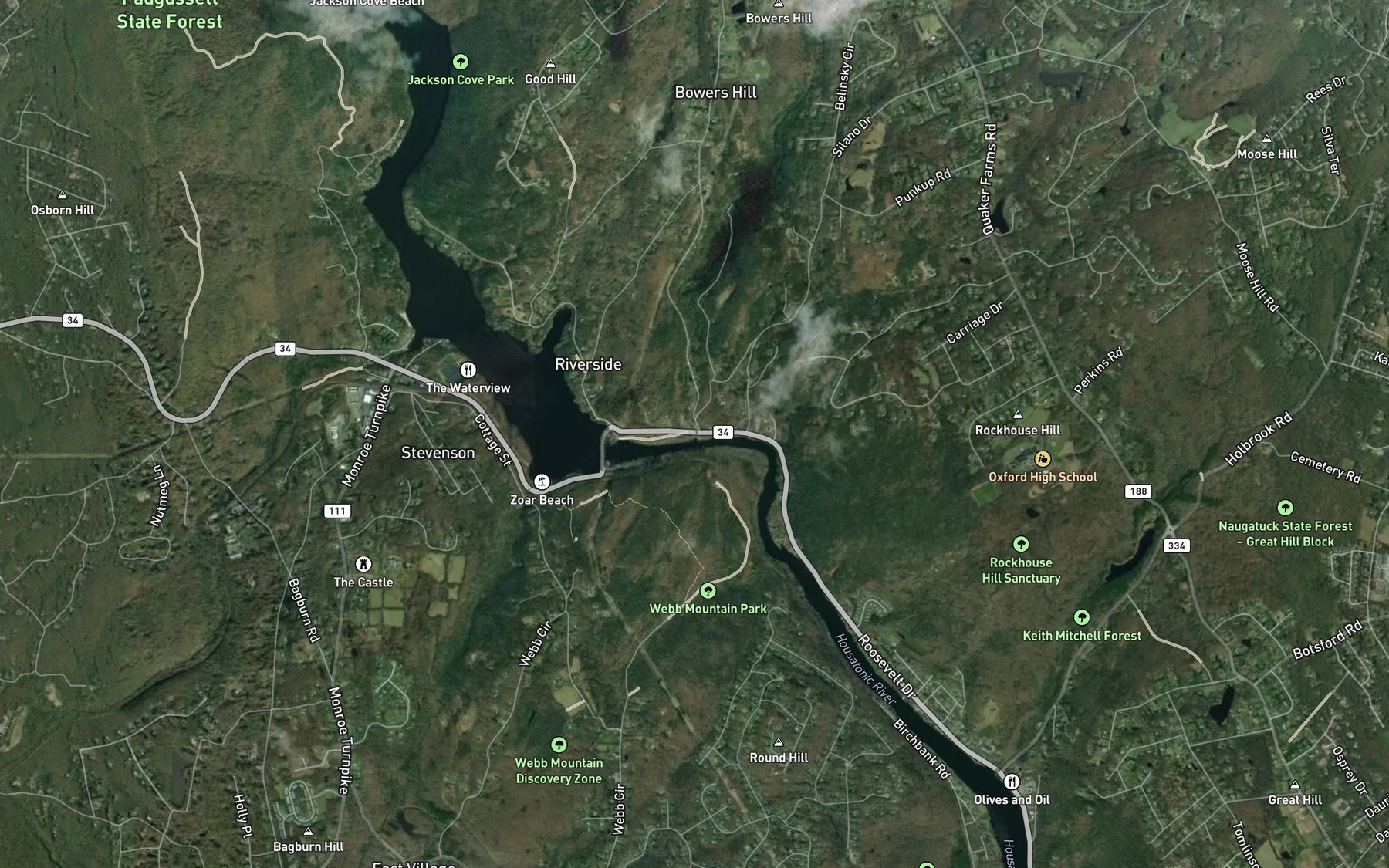 Satellite map of the Eightmile Brook