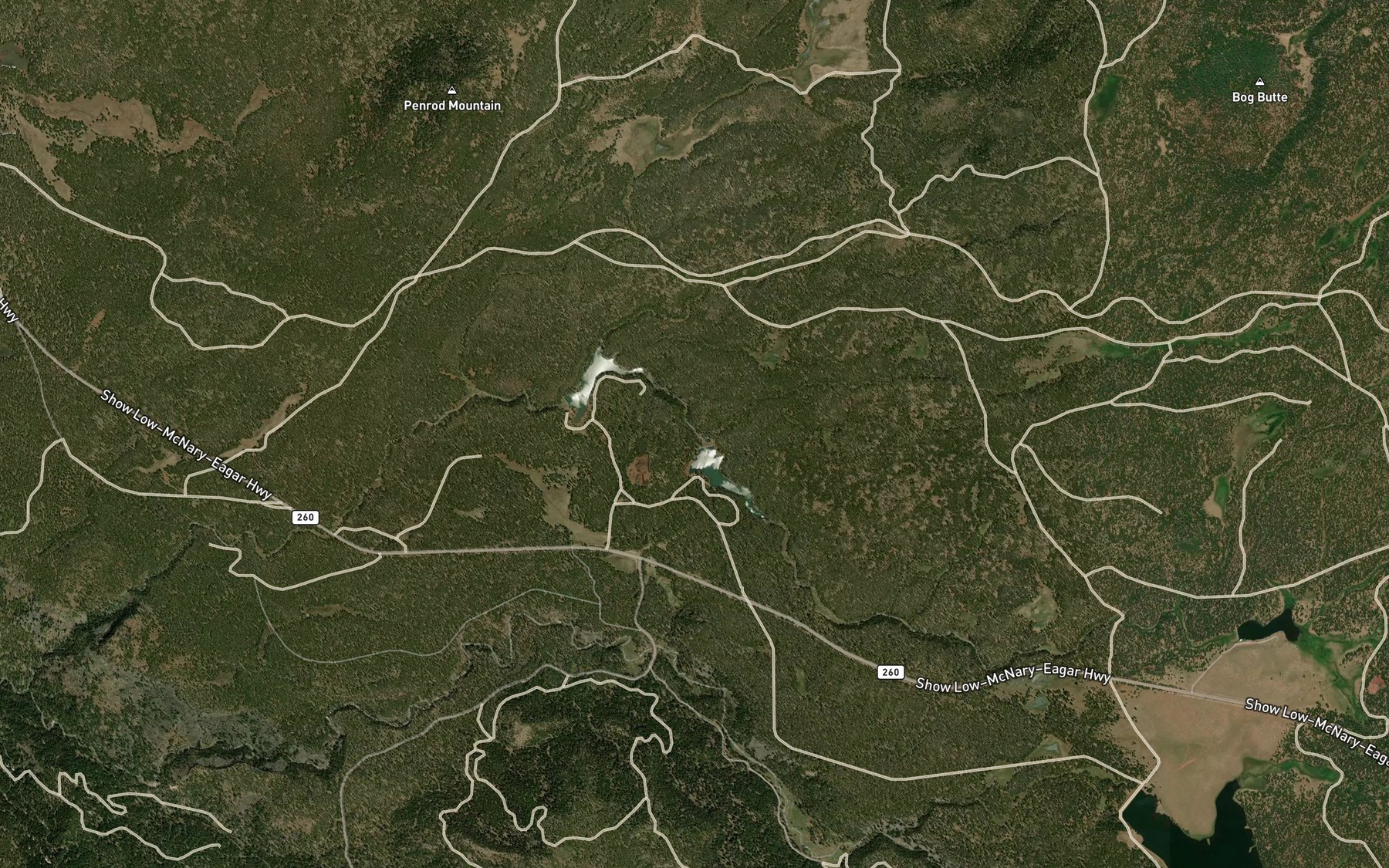 Satellite map of the Little Bog Creek