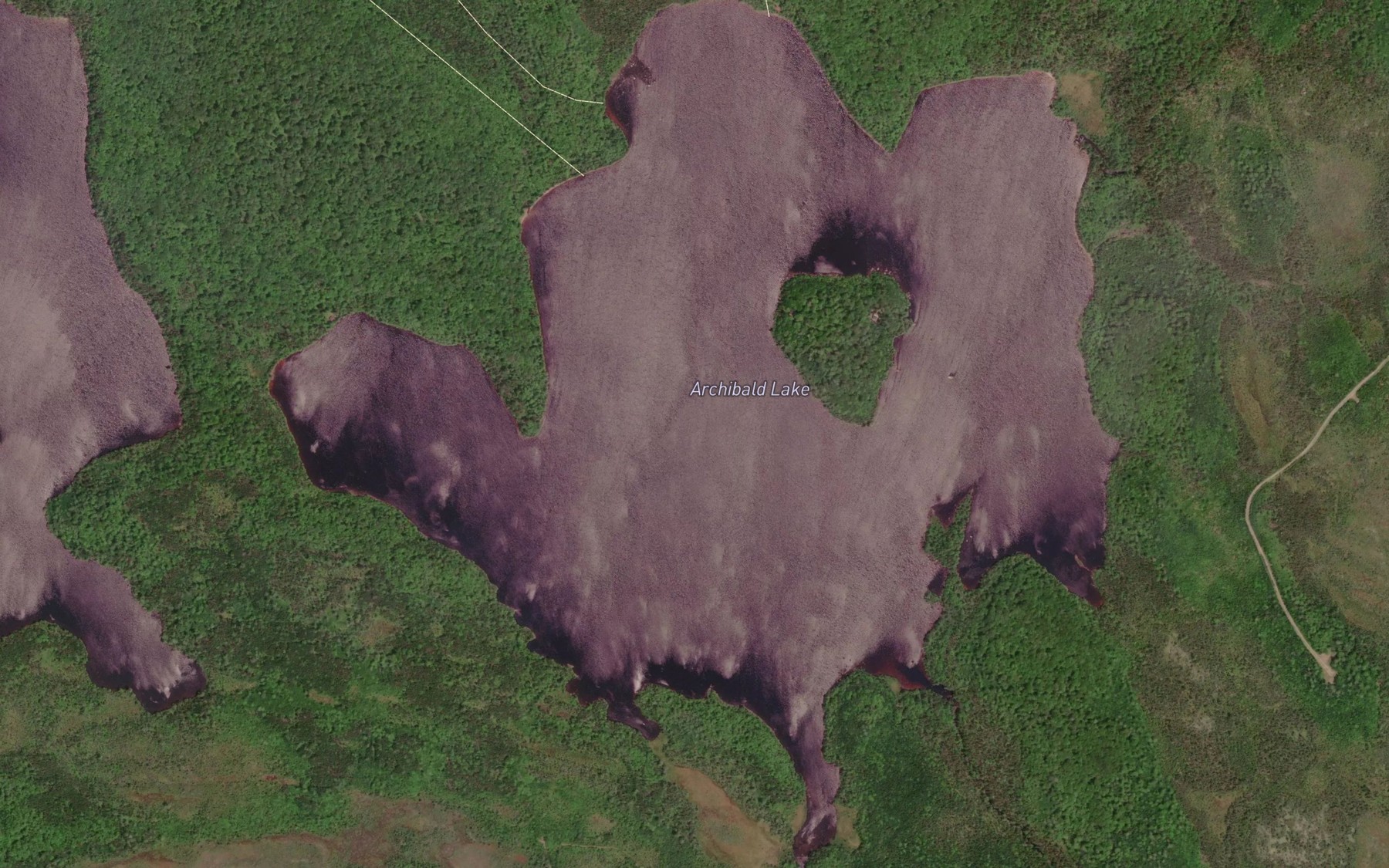 Satellite map of the Archibald Lake