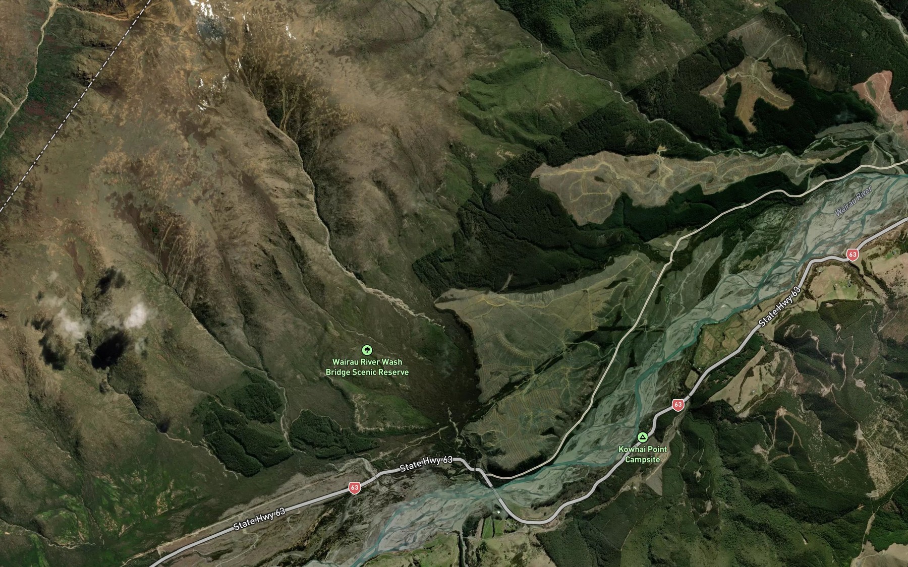 Satellite map of the Shingle Stream