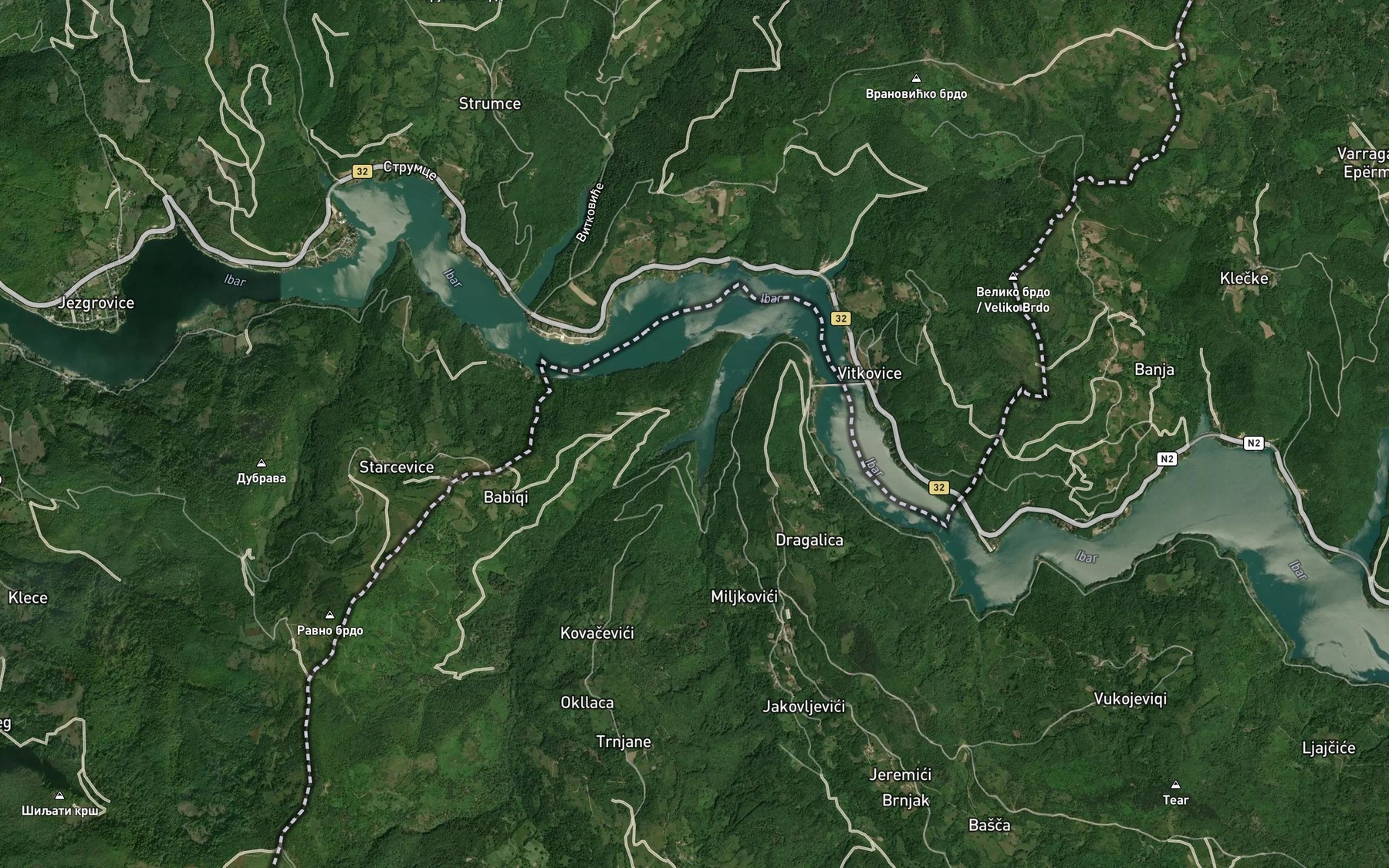 Satellite map of the Babicka Reka