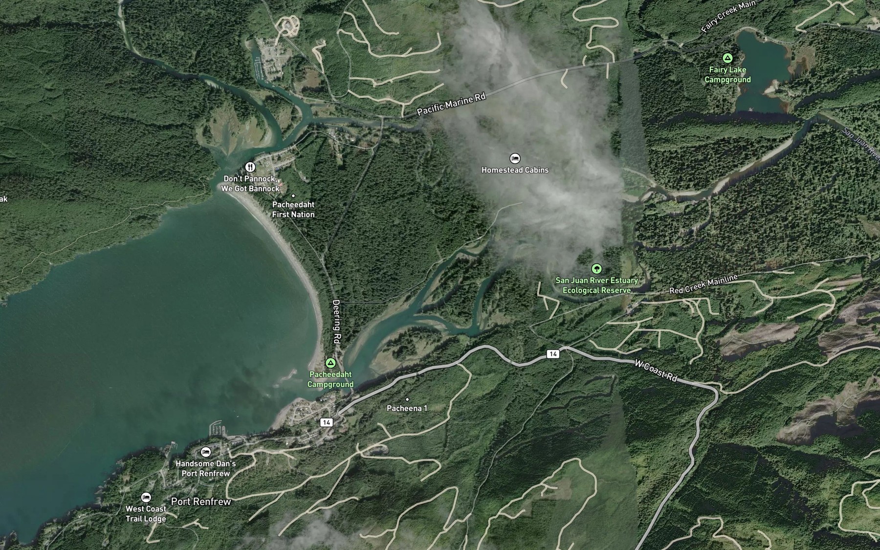 Satellite map of the San Juan River