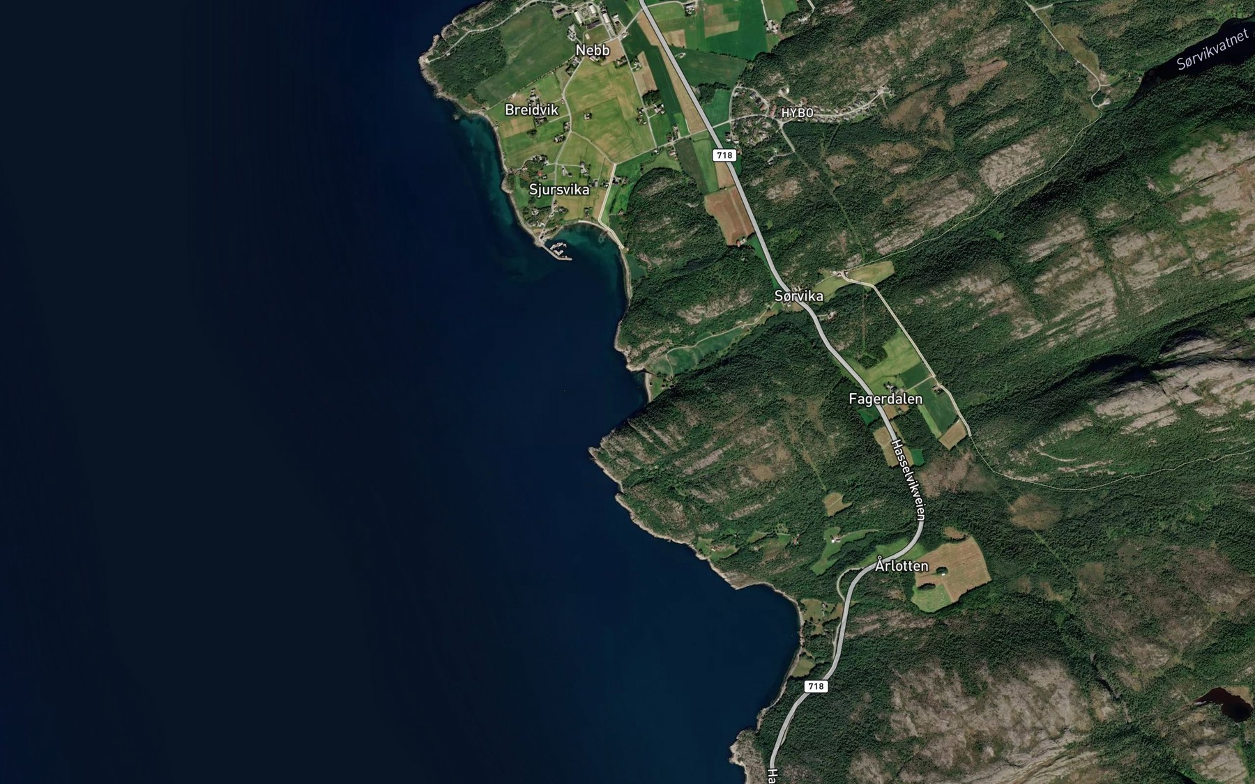 Satellite map of the Sorvikbukta